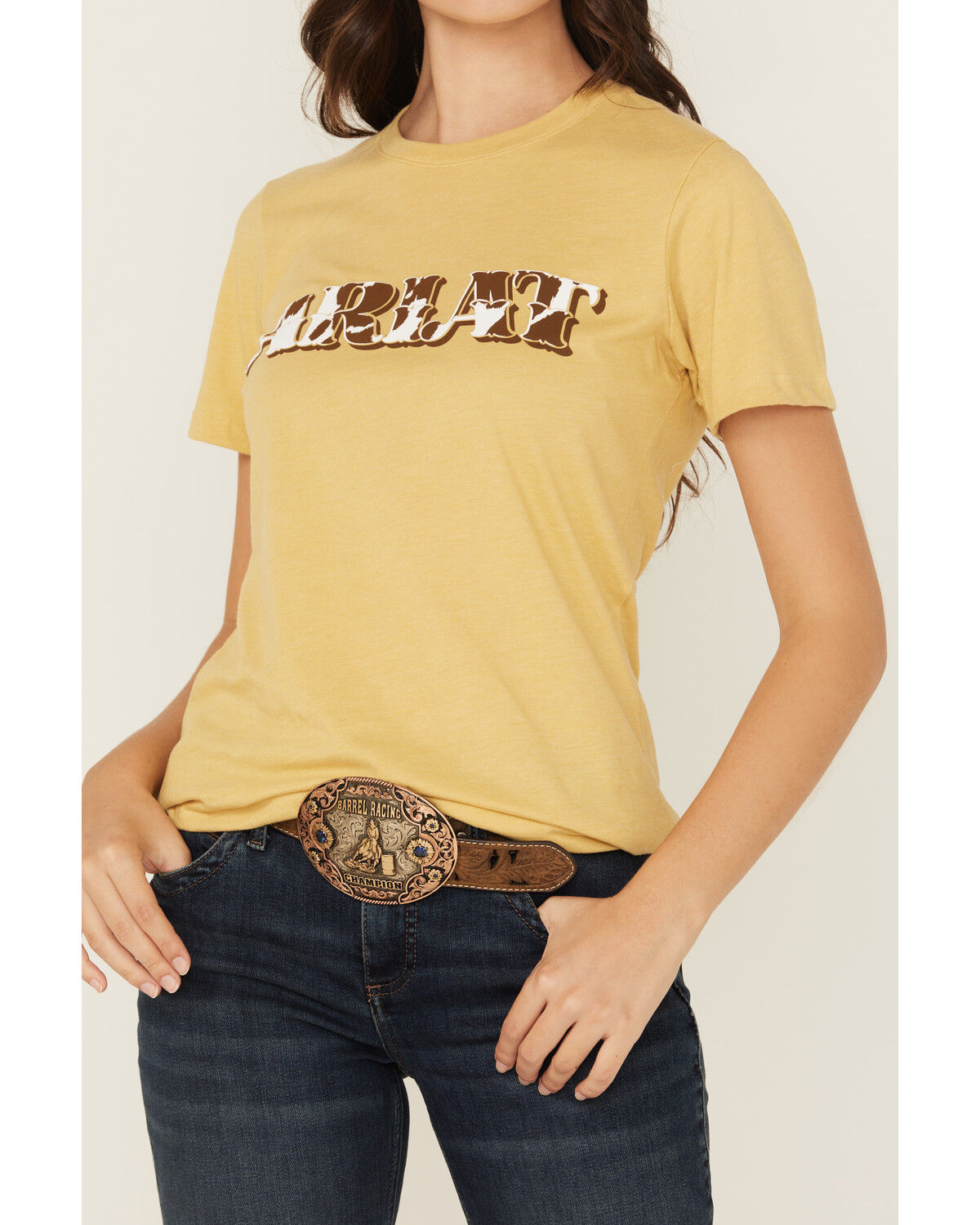 Ariat Women's Boot Barn Exclusive Cow Print Logo Short Sleeve Graphic Tee
