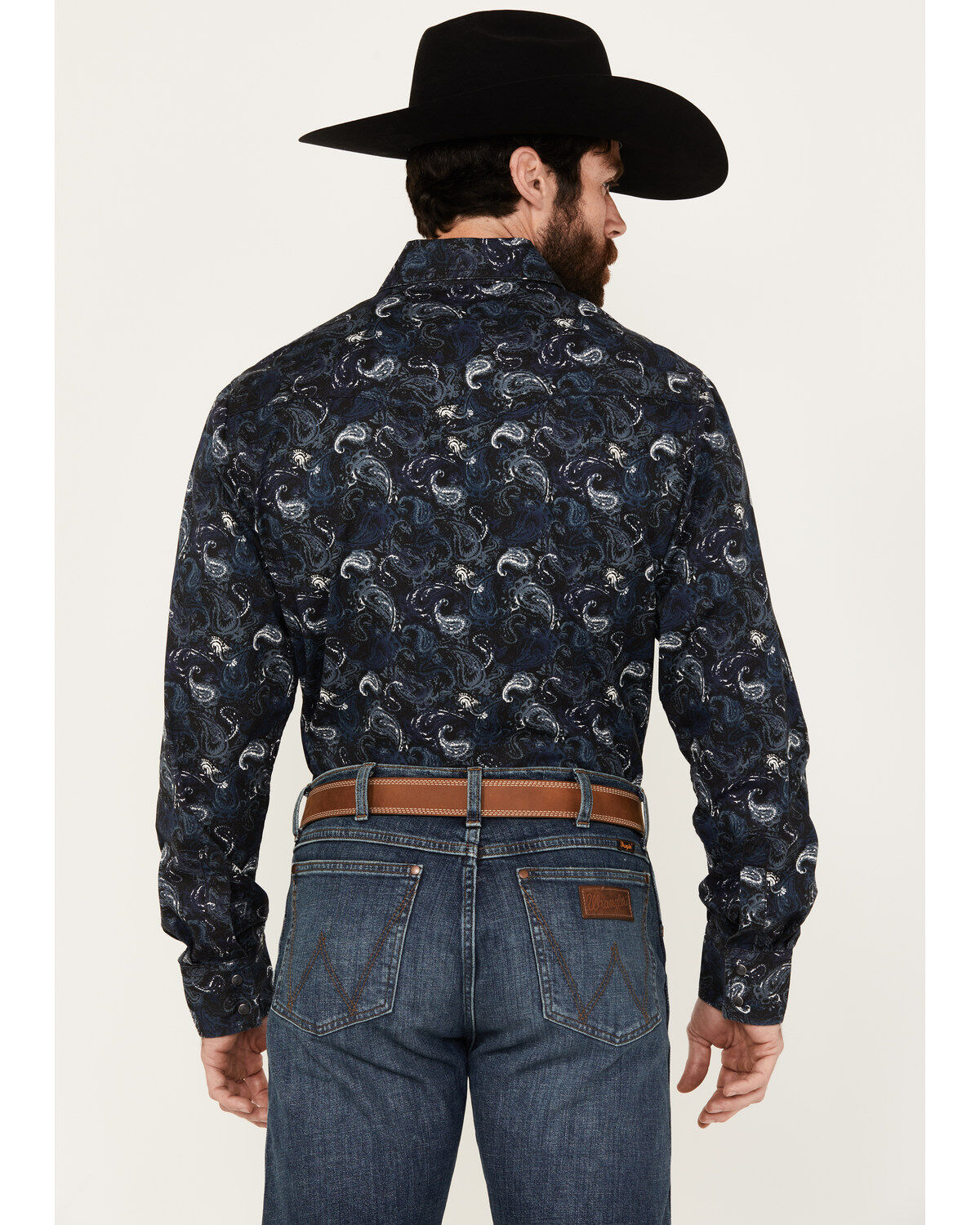 Wrangler Retro Men's Premium Paisley Print Long Sleeve Snap Western Shirt