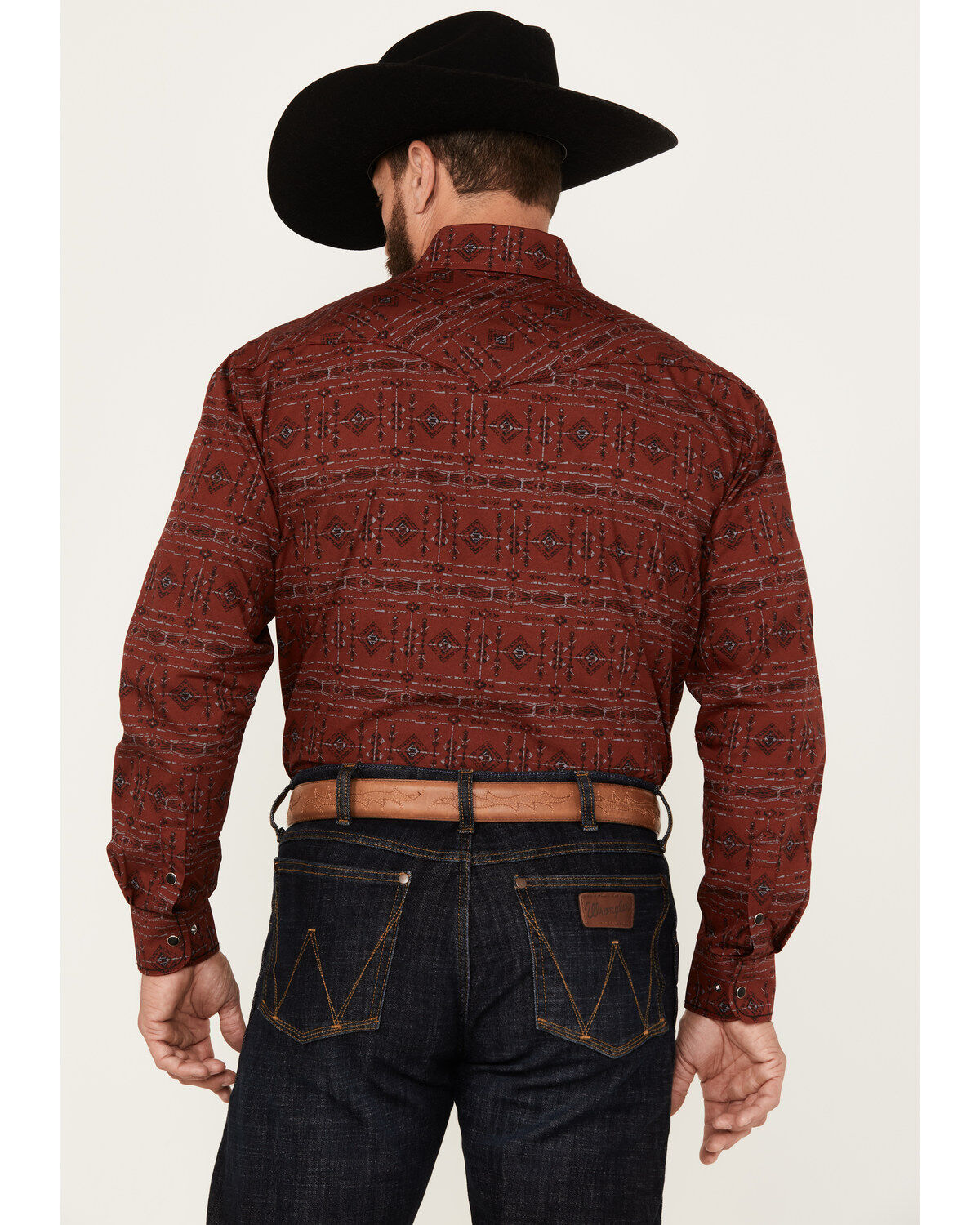 Rough Stock by Panhandle Men's Southwestern Print Long Sleeve Snap Western Shirt