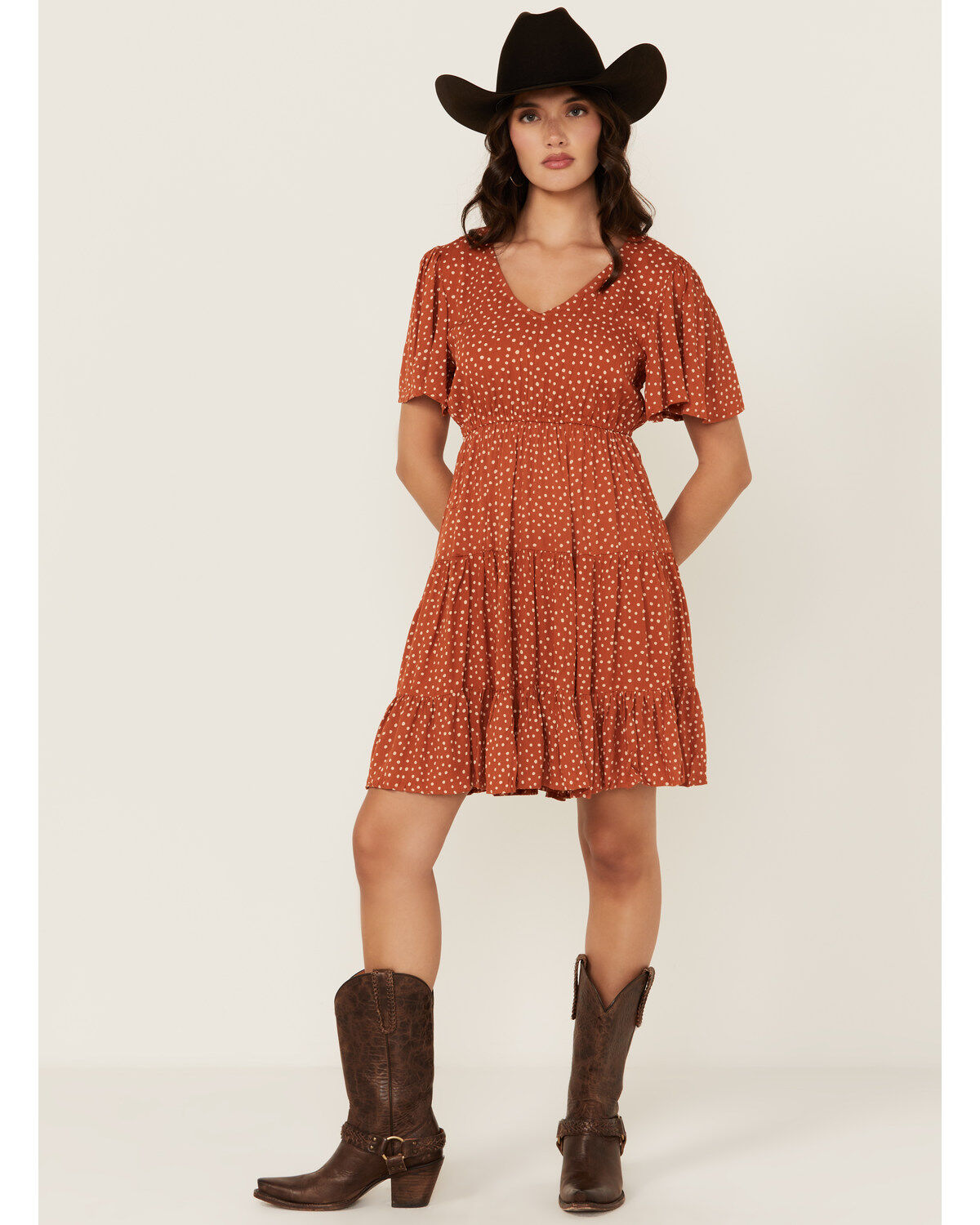 Angie Women's Polka Dot Short Sleeve Mini Dress