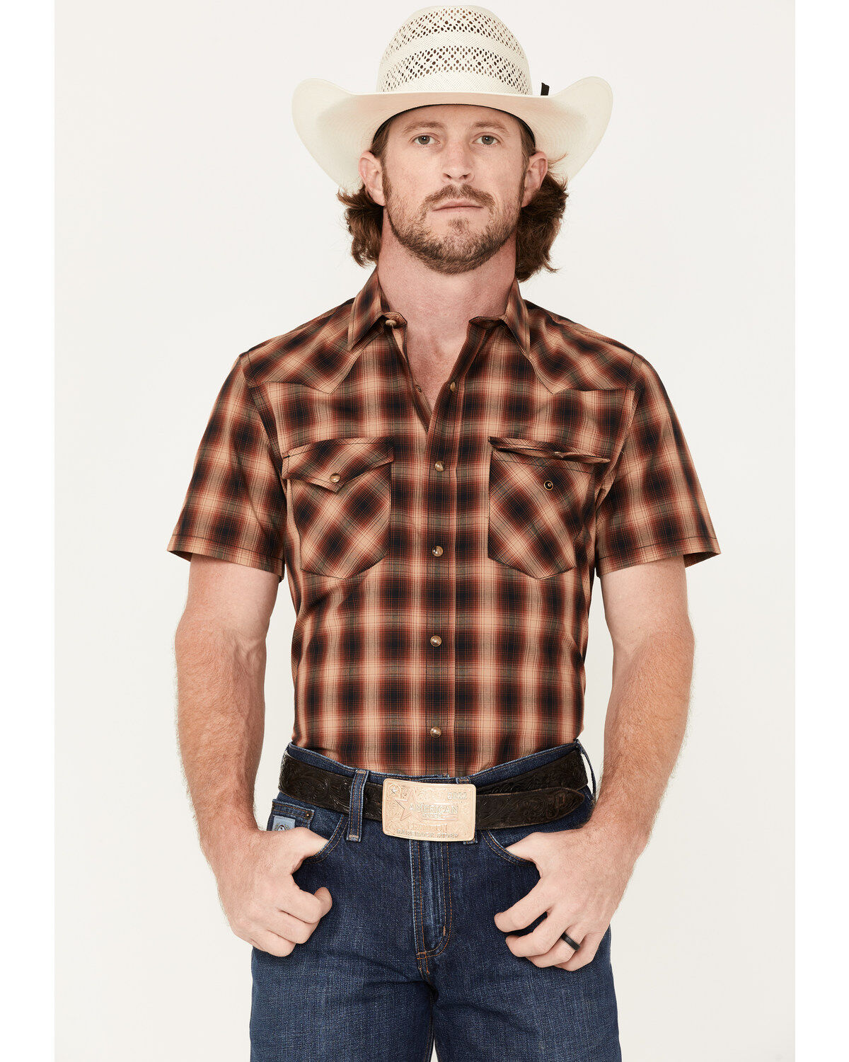 Pendleton Men's Frontier Large Plaid Short Sleeve Western Shirt
