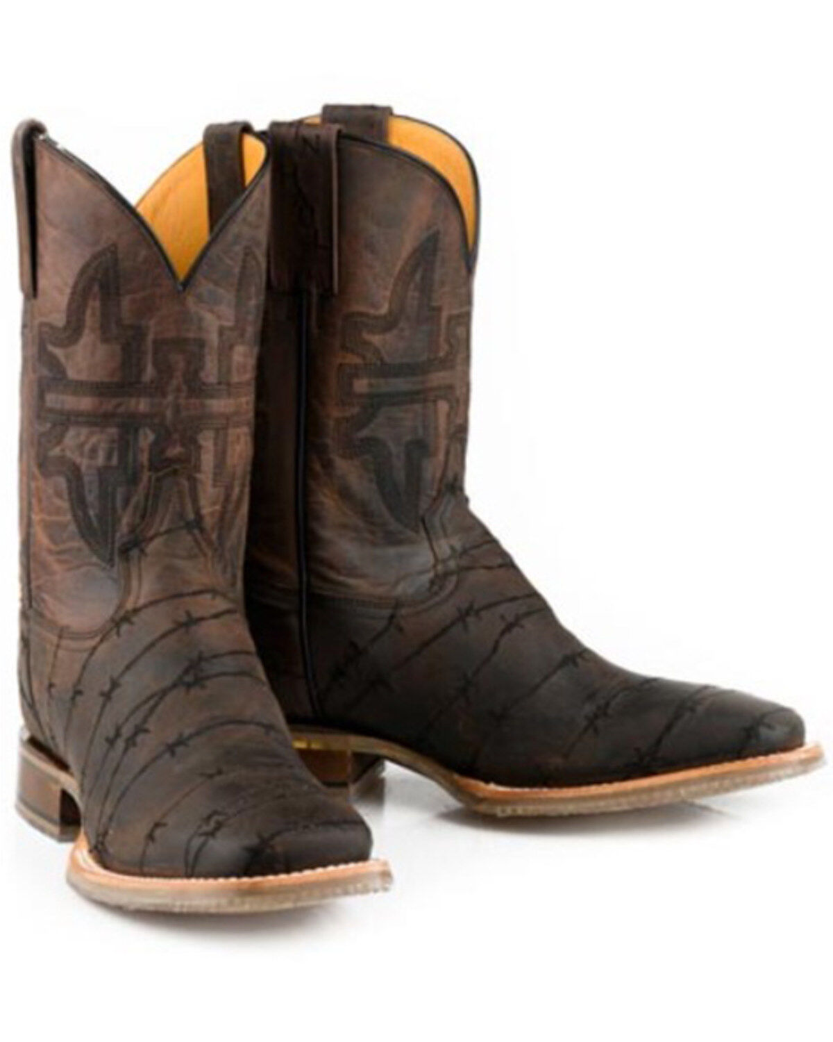 Tin Haul Men's Don't Fence Me In Two Western Boots - Broad Square Toe