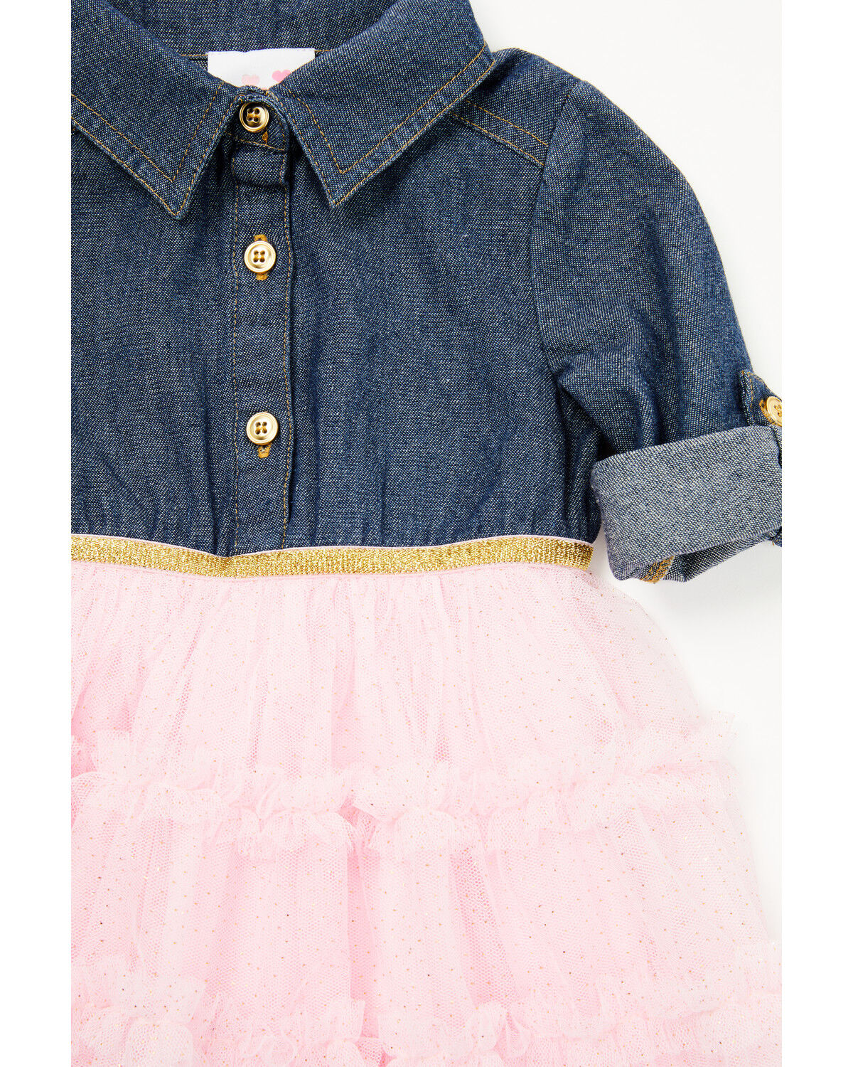 Sugar California Infant Girls' Denim Quarter Sleeve Sparkle Dress