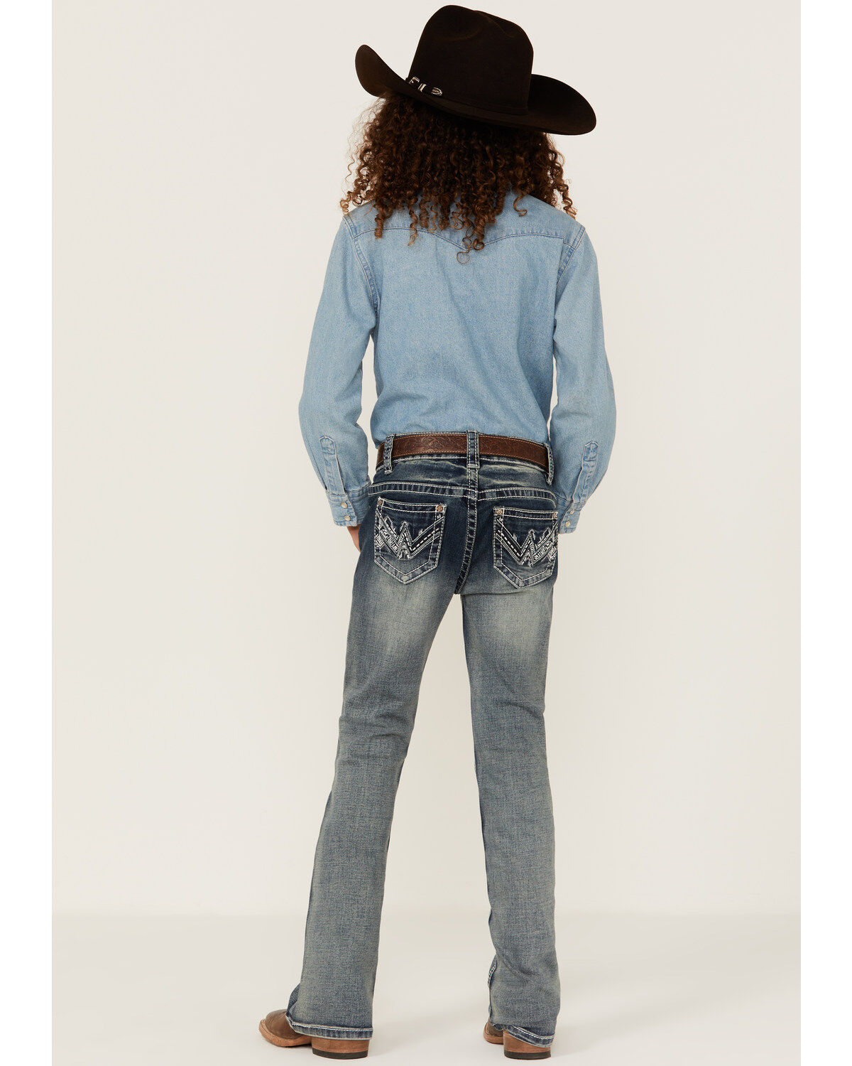 Shyanne Little Girls' Medium Wash Geo Embroidered Pocket Bootcut Jeans