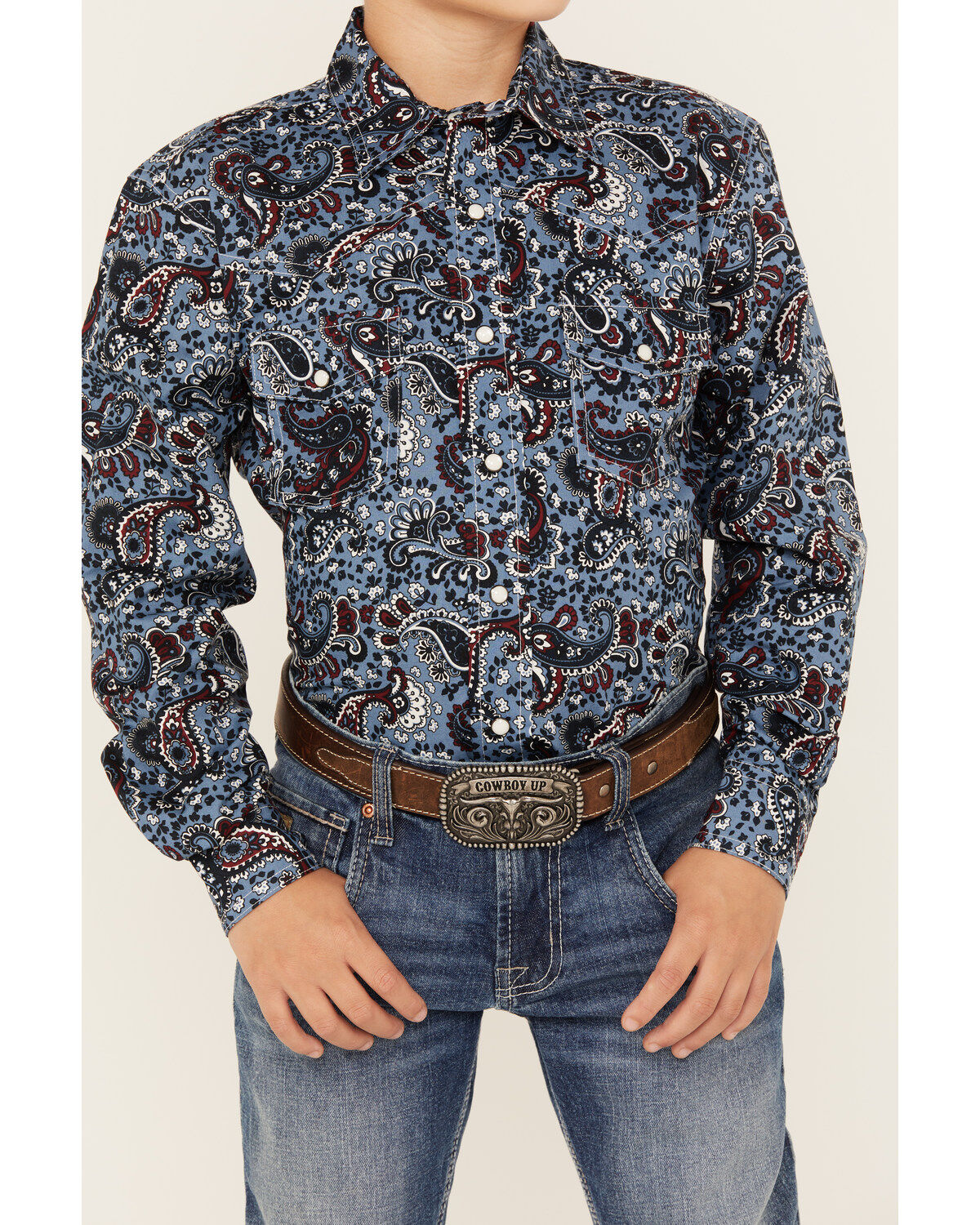Cinch Boys' Paisley Print Long Sleeve Button-Down Western Shirt
