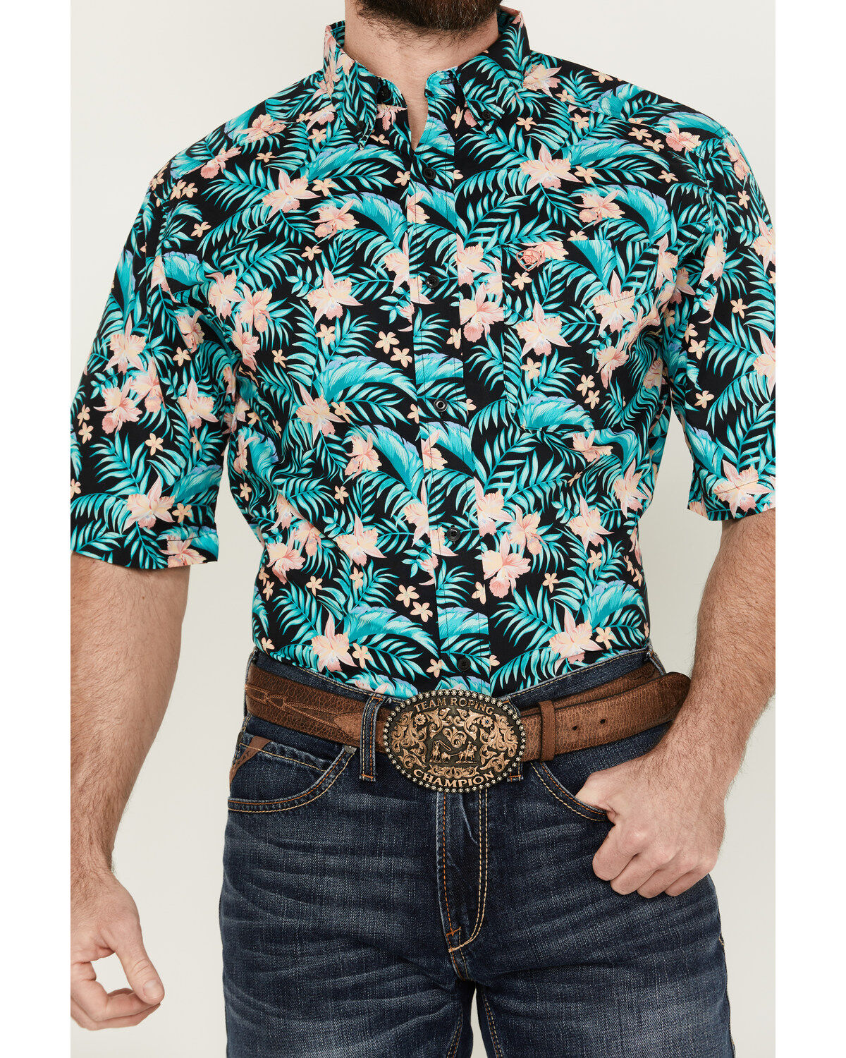 Ariat Men's Jillian Hawaiian Floral Print Short Sleeve Button-Down Western Shirt