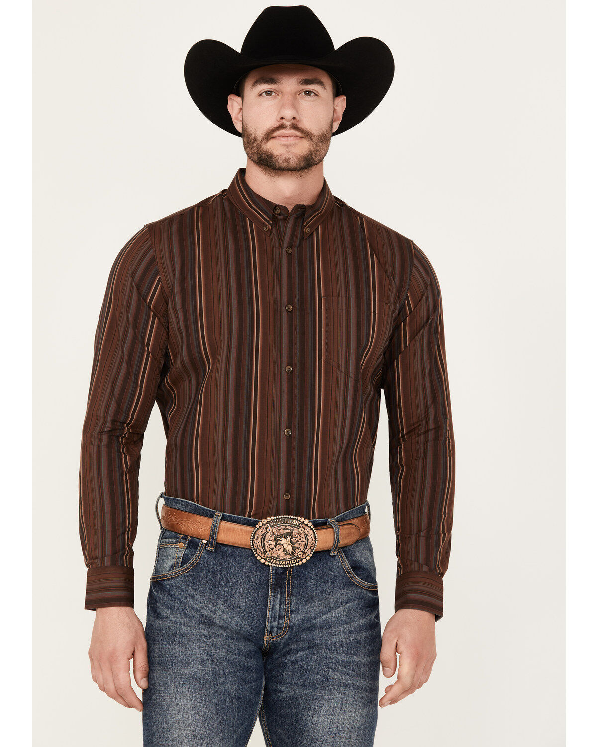 Cody James Men's Preston Striped Print Long Sleeve Button-Down Western Shirt