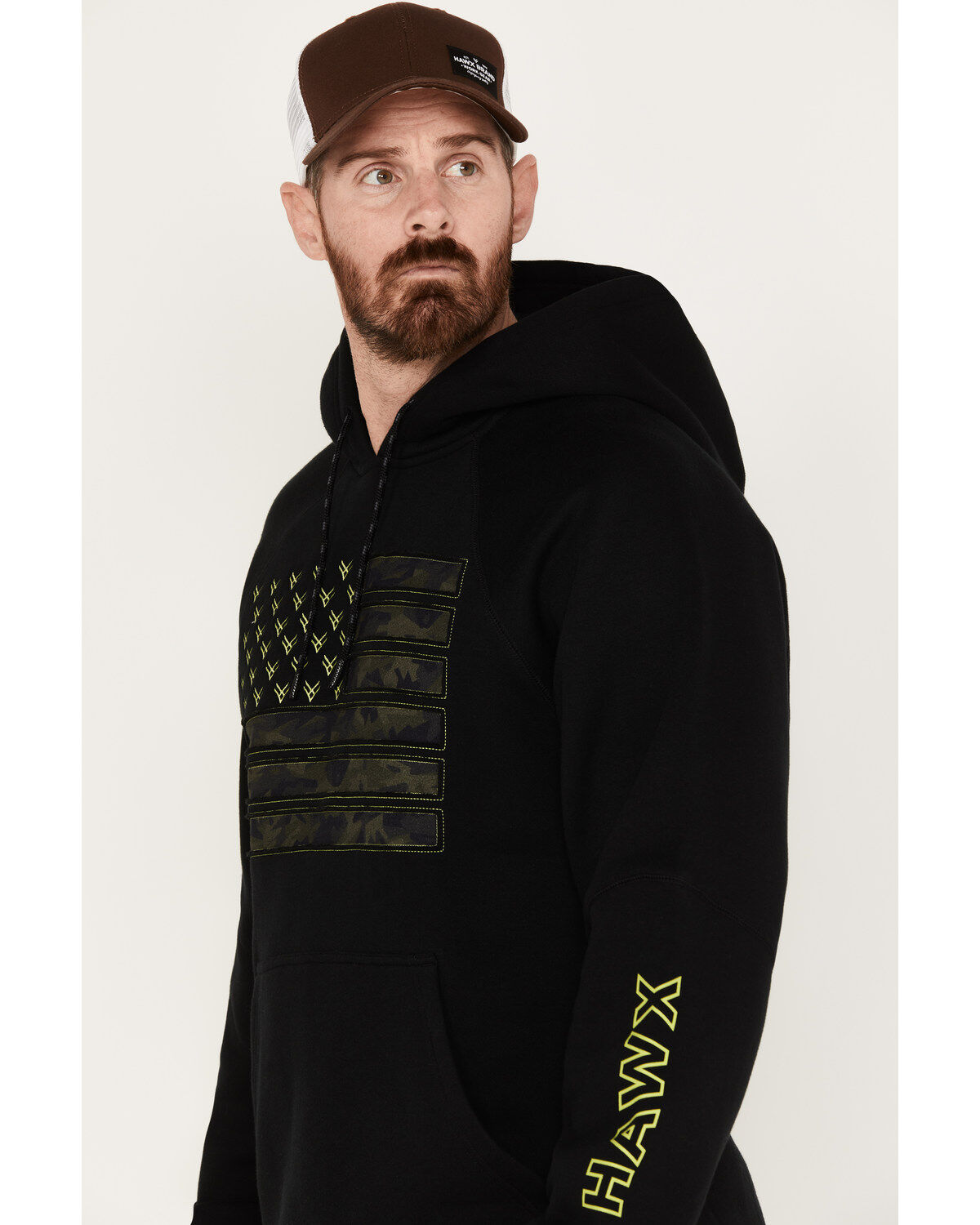 Hawx Men's Camo Flag Graphic Fleece Hooded Sweatshirt