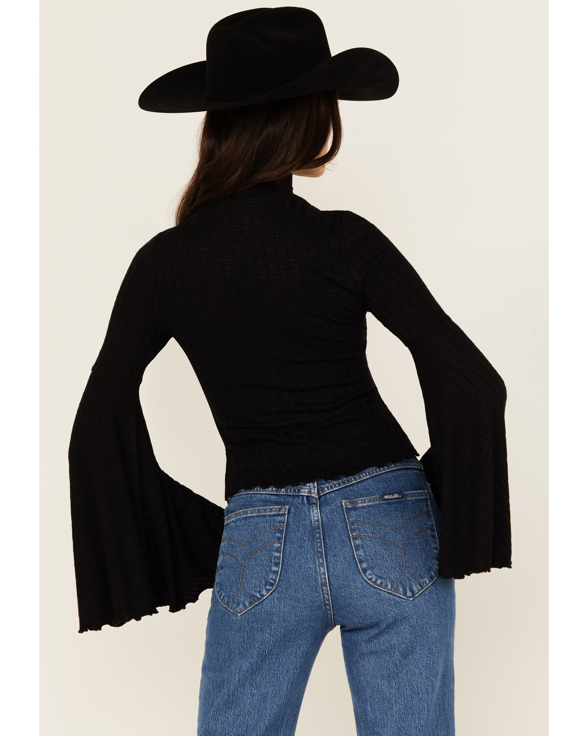 Shyanne Women's Mock Neck Long Bell Sleeve Top