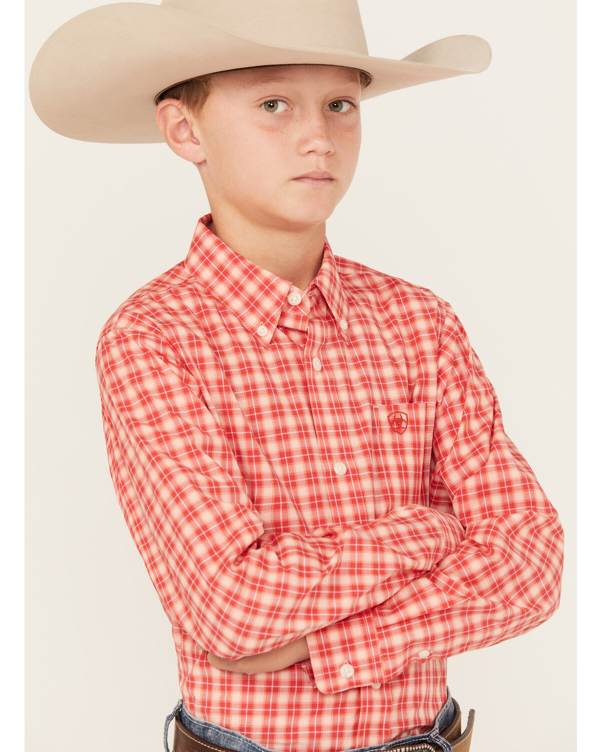 Ariat Boys' Oberon Plaid Print Classic Fit Long Sleeve Button Down Western Shirt