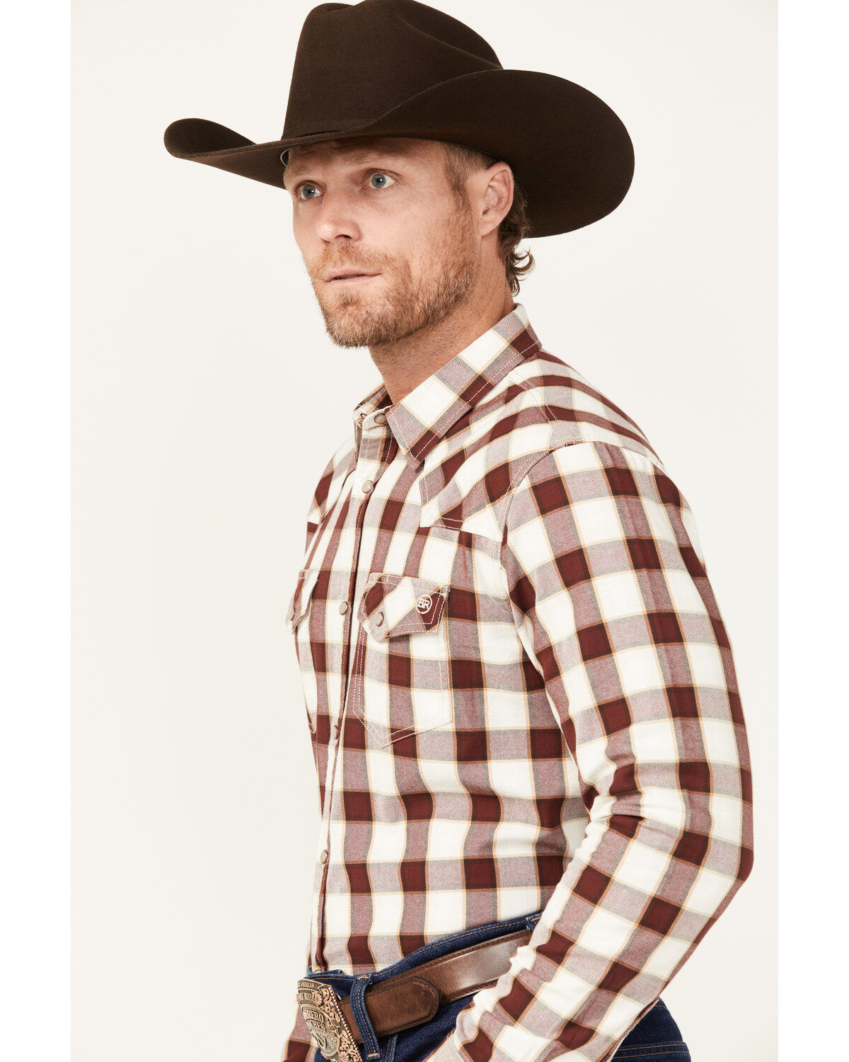Blue Ranchwear Men's Eastland Checkered Long Sleeve Snap Western Shirt