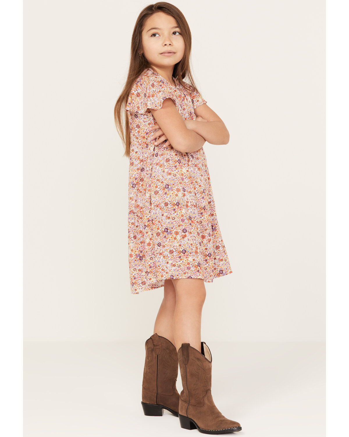 Shyanne Girls' Floral Printed Ruffle Mini Dress