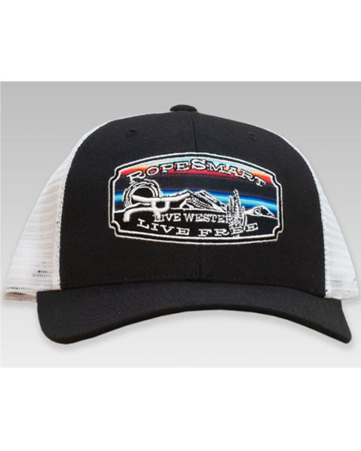 RopeSmart Men's Black & White Serape Embroidered Logo Patch Mesh-Back Ball Cap
