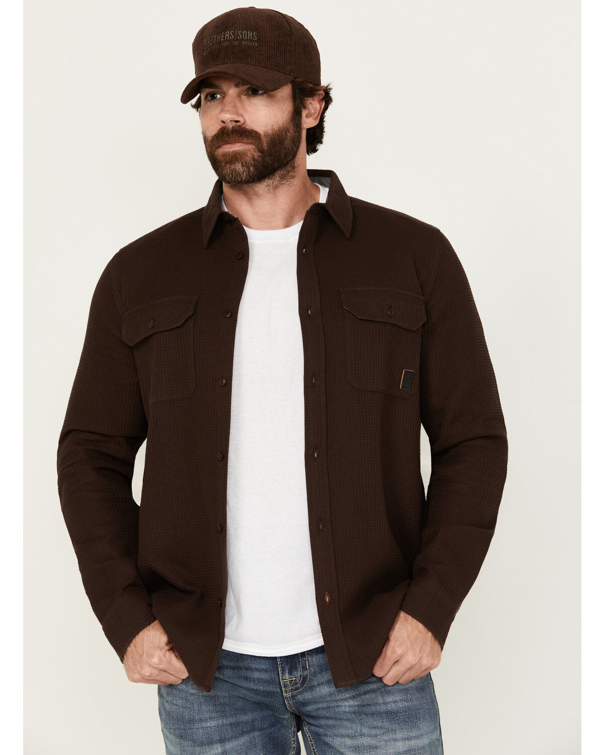 Brothers & Sons Men's Hamilton Solid Long Sleeve Button-Down Western Shirt Jacket