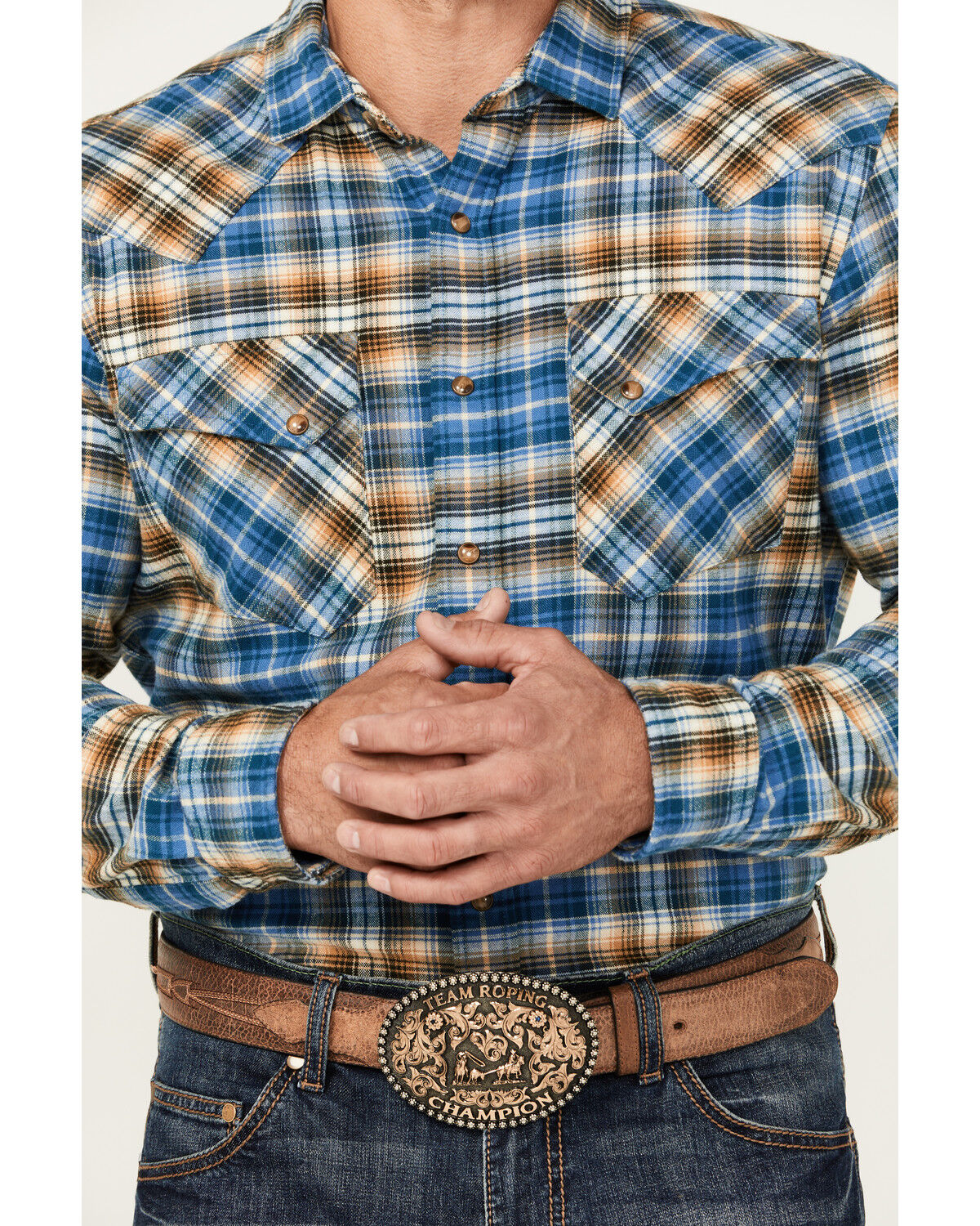 Pendleton Men's Wyatt Plaid Print Long Sleeve Pearl Snap Western Shirt