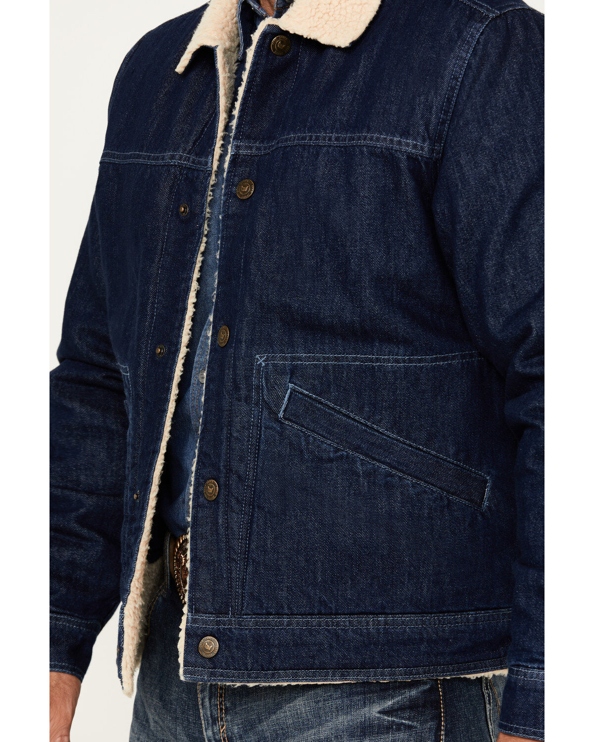 Cody James Men's Sherpa Lined Denim Bomber Jacket