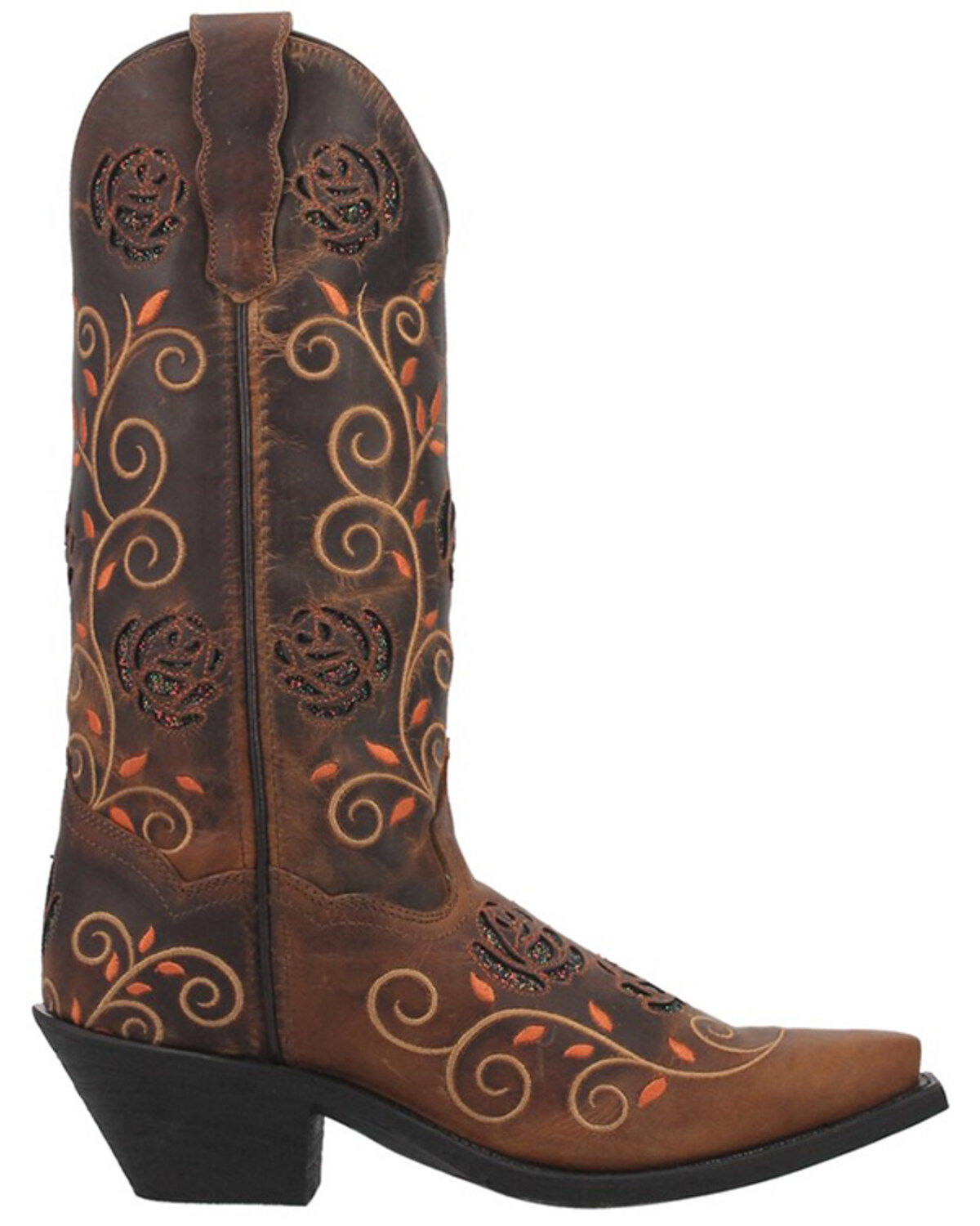 Laredo Women's Embroidered Leaf Western Performance Boots - Snip Toe