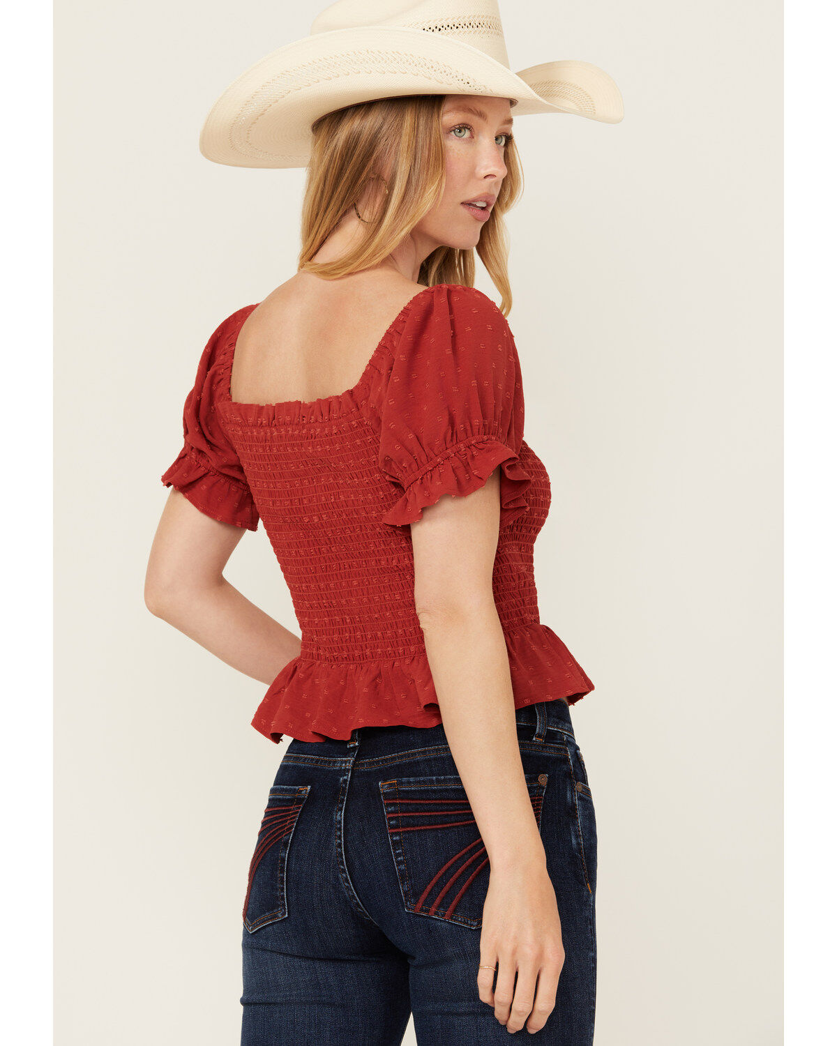 Wild Moss Women's Smocked Short Sleeve Shirt