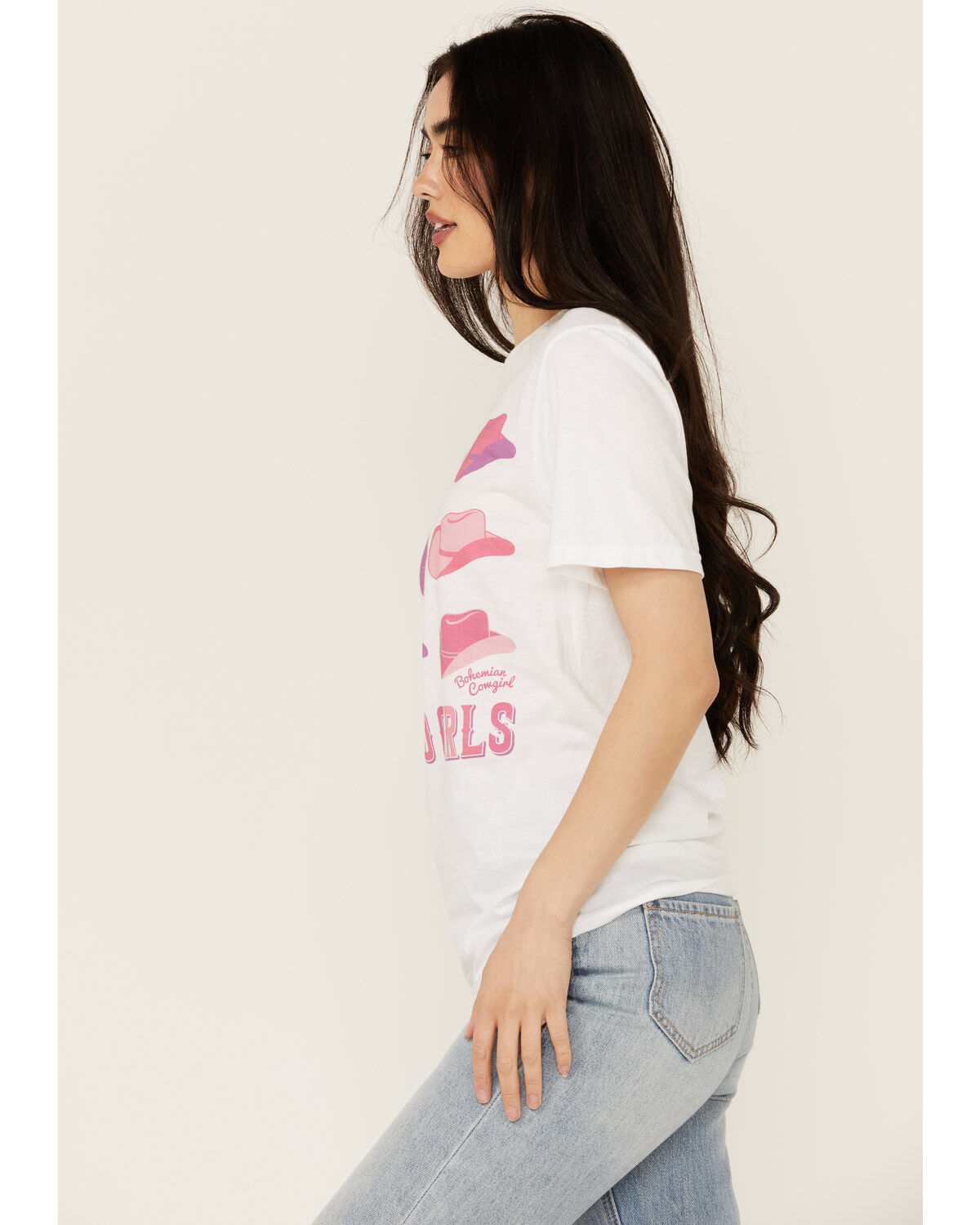 Bohemian Cowgirl Women's Let's Go Girls Short Sleeve Cropped Graphic Tee