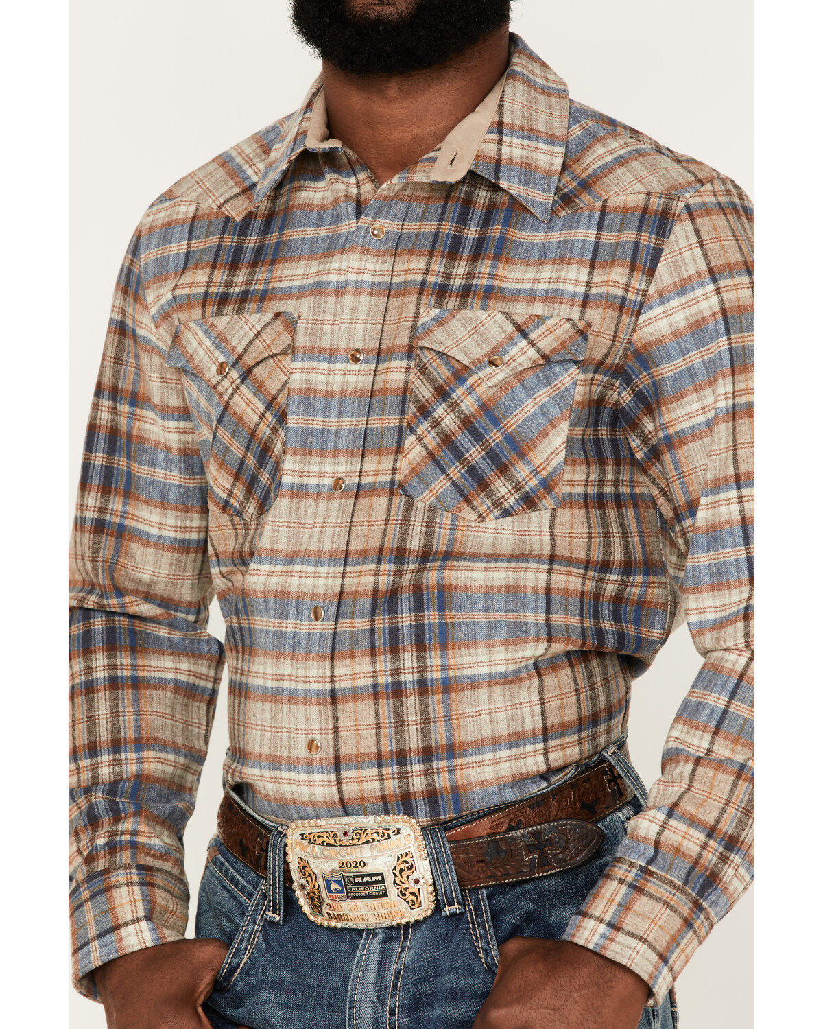 Pendleton Men's Canyon Small Plaid Snap Western Flannel Shirt