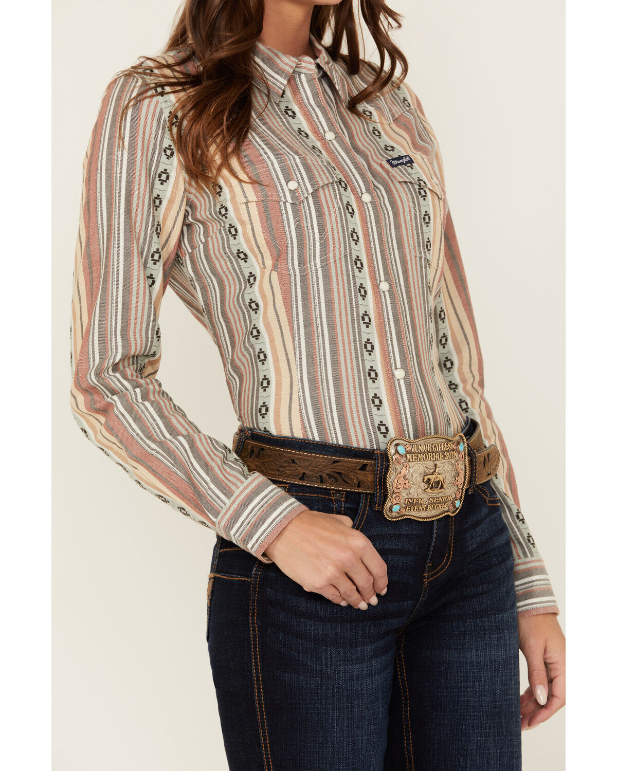 Wrangler Retro Women's Striped Long Sleeve Snap Western Shirt
