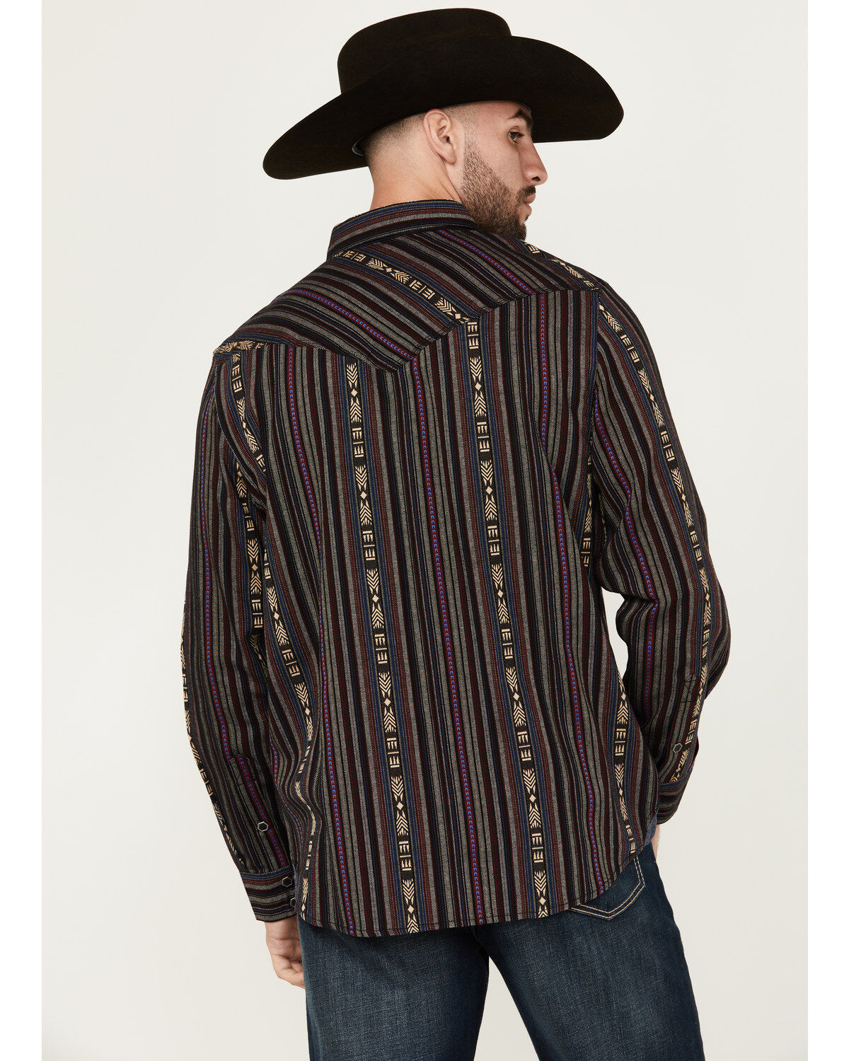 Moonshine Spirit Men's Towers Vertical Dobby Striped Print Long Sleeve Snap Western Shirt