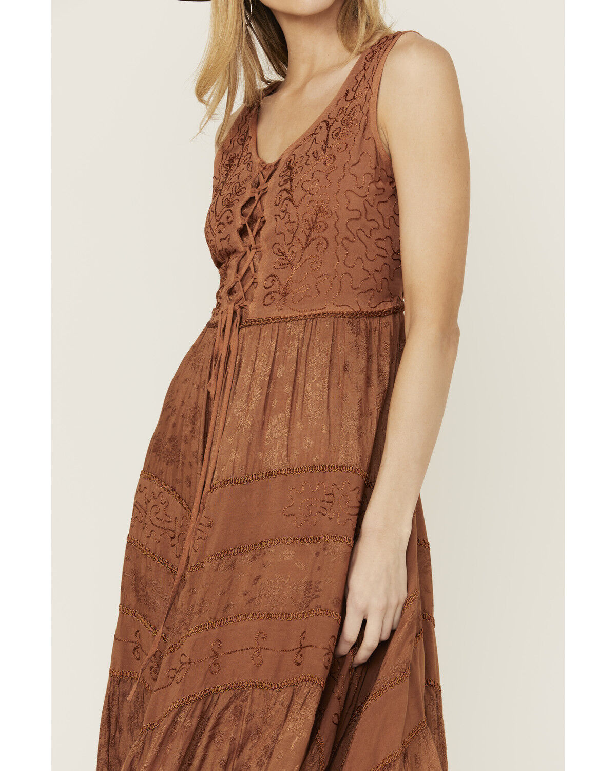 Scully Women's Lace-Up Jacquard Midi Dress