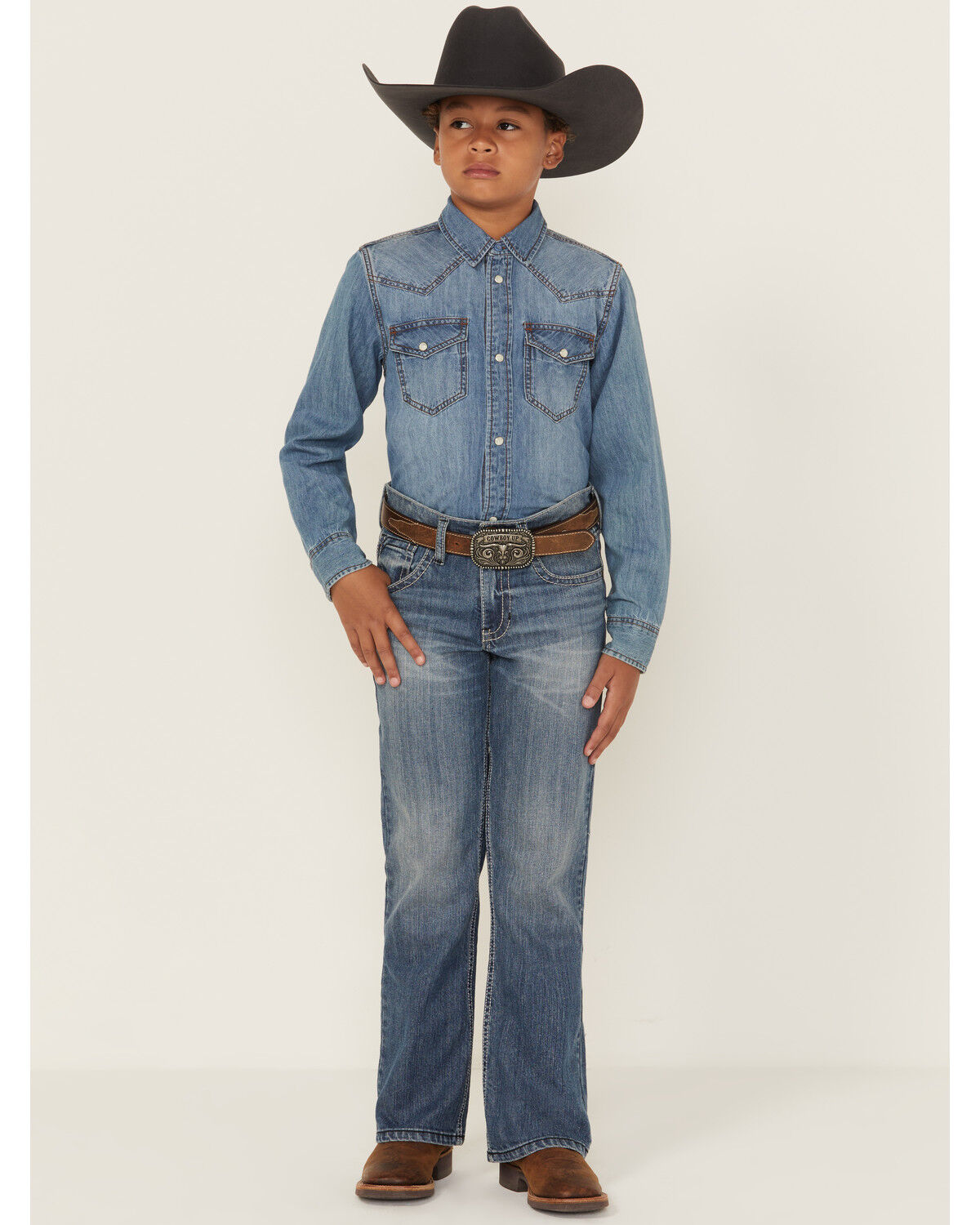 Cody James Boys' Newman Medium Wash Relaxed Bootcut Comfort Stretch Denim Jeans