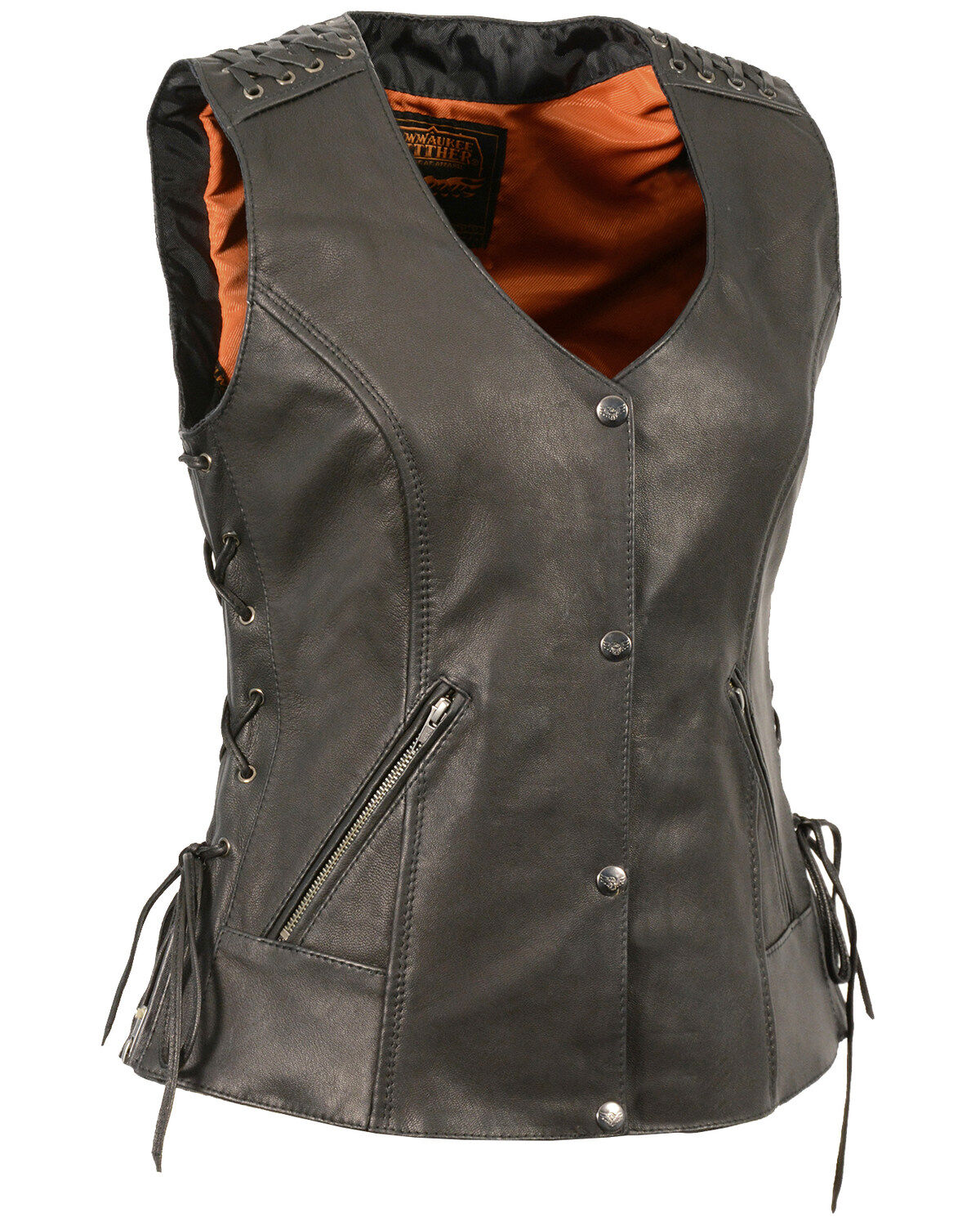 Milwaukee Leather Women's Lightweight Lace To Lace Snap Front Vest - 3X