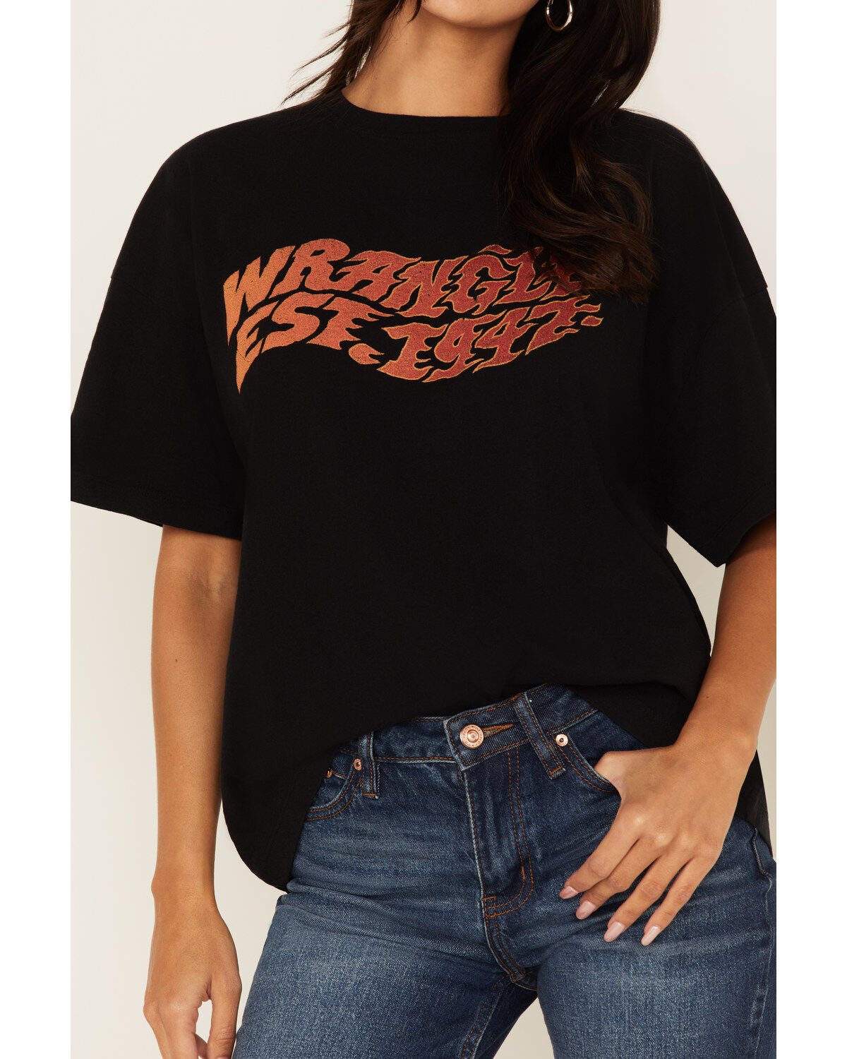 Wrangler Women's Est 1947 Fire Logo Graphic Girlfriend Tee