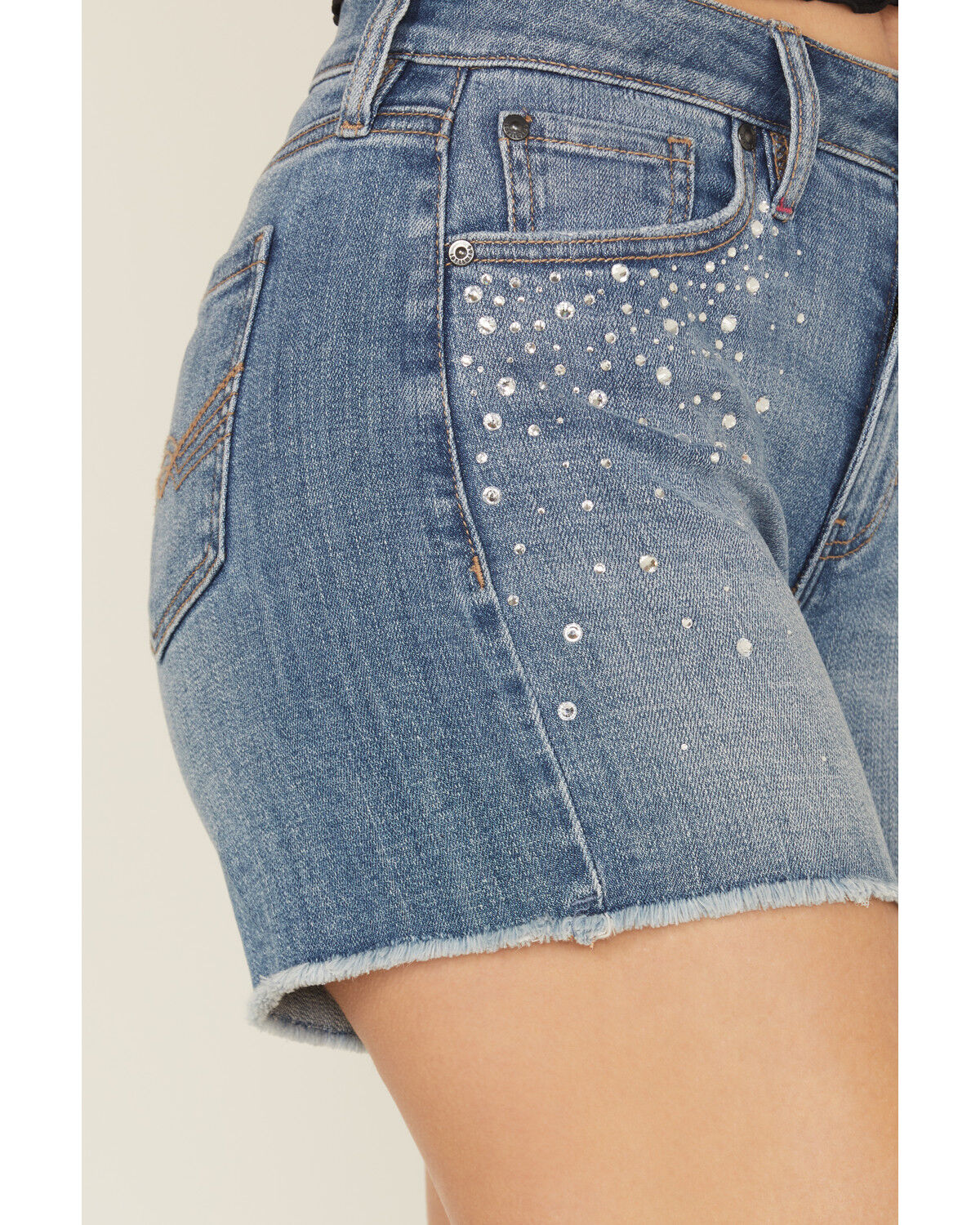 Idyllwind Women's Ellie Embellished Medium Wash High Rise Stretch Denim Shorts