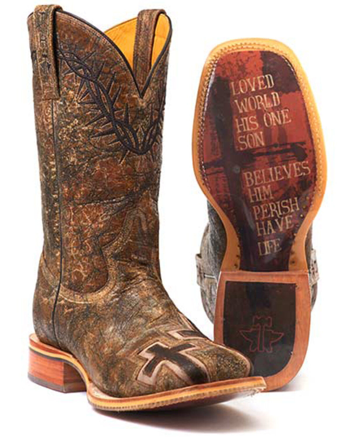 Tin Haul Men's John 3:16 Western Boots - Broad Square Toe