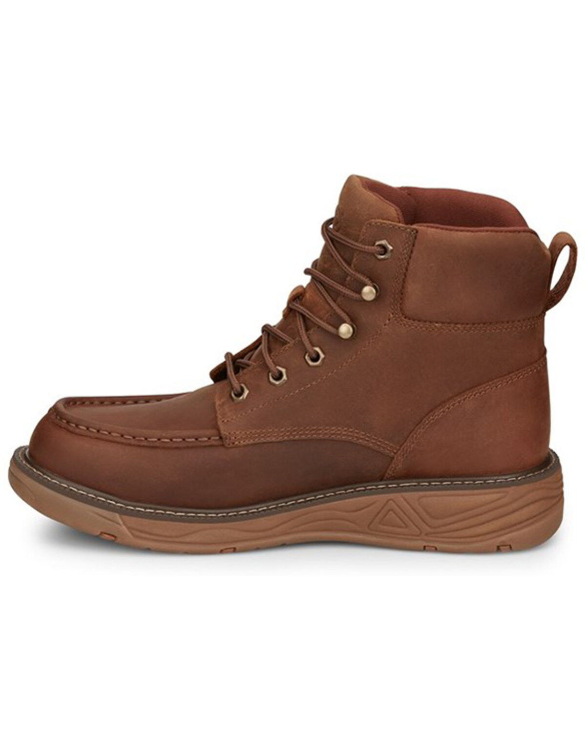 Justin Men's Rush Waterproof 6" Lace-Up Nano Non-Comp Wedge Work Boots - Moc Toe