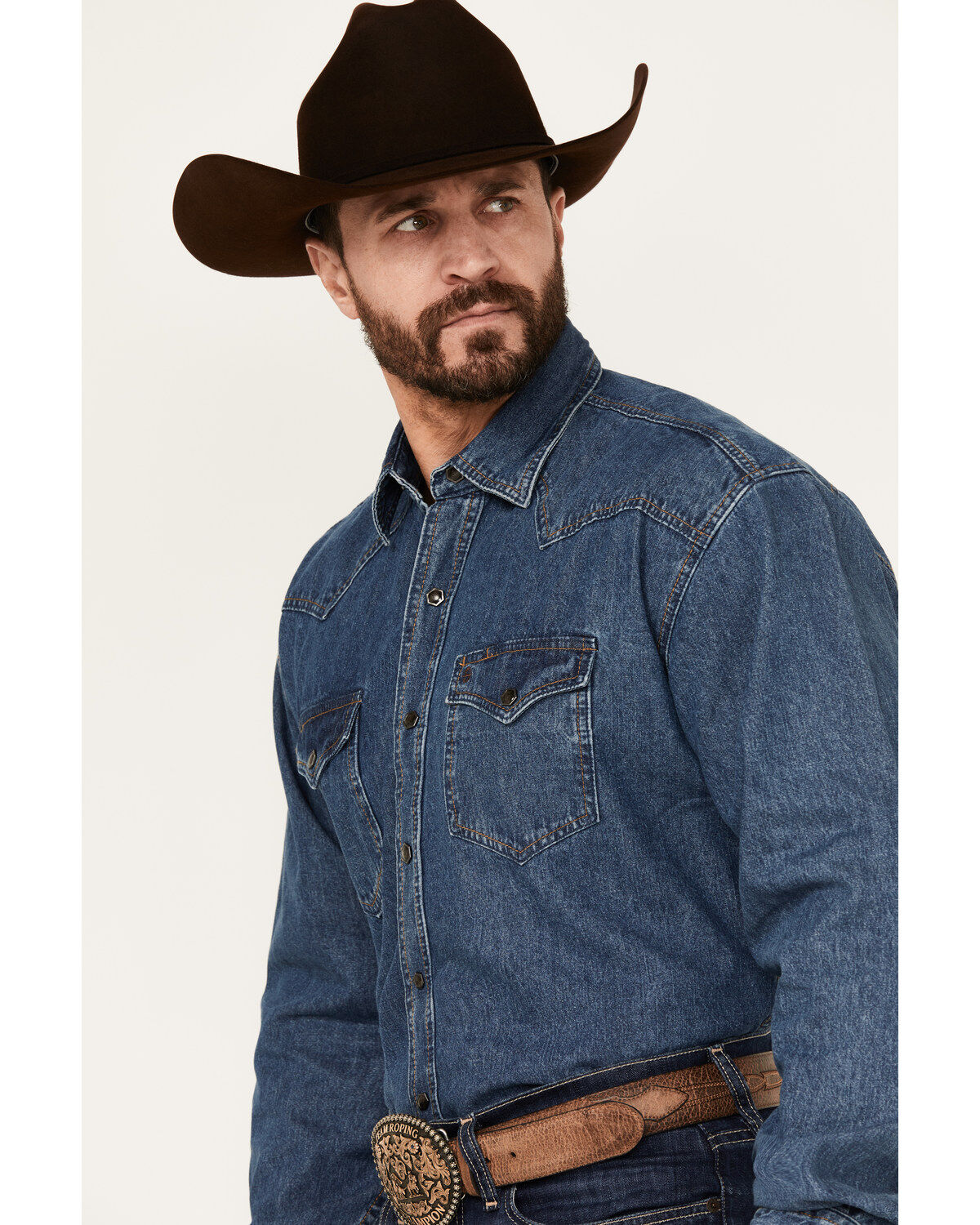 Stetson Men's Denim Long Sleeve Snap Western Shirt