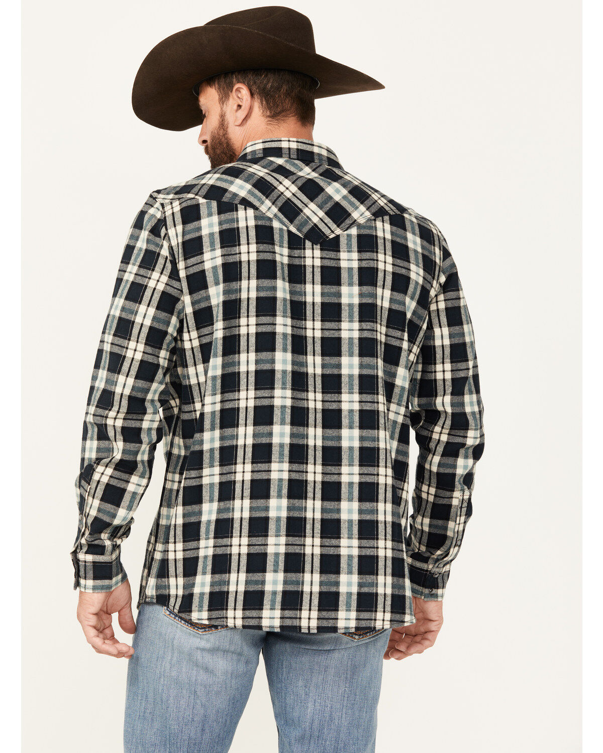 Moonshine Spirit Men's Acoustic Plaid Print Long Sleeve Snap Western Shirt