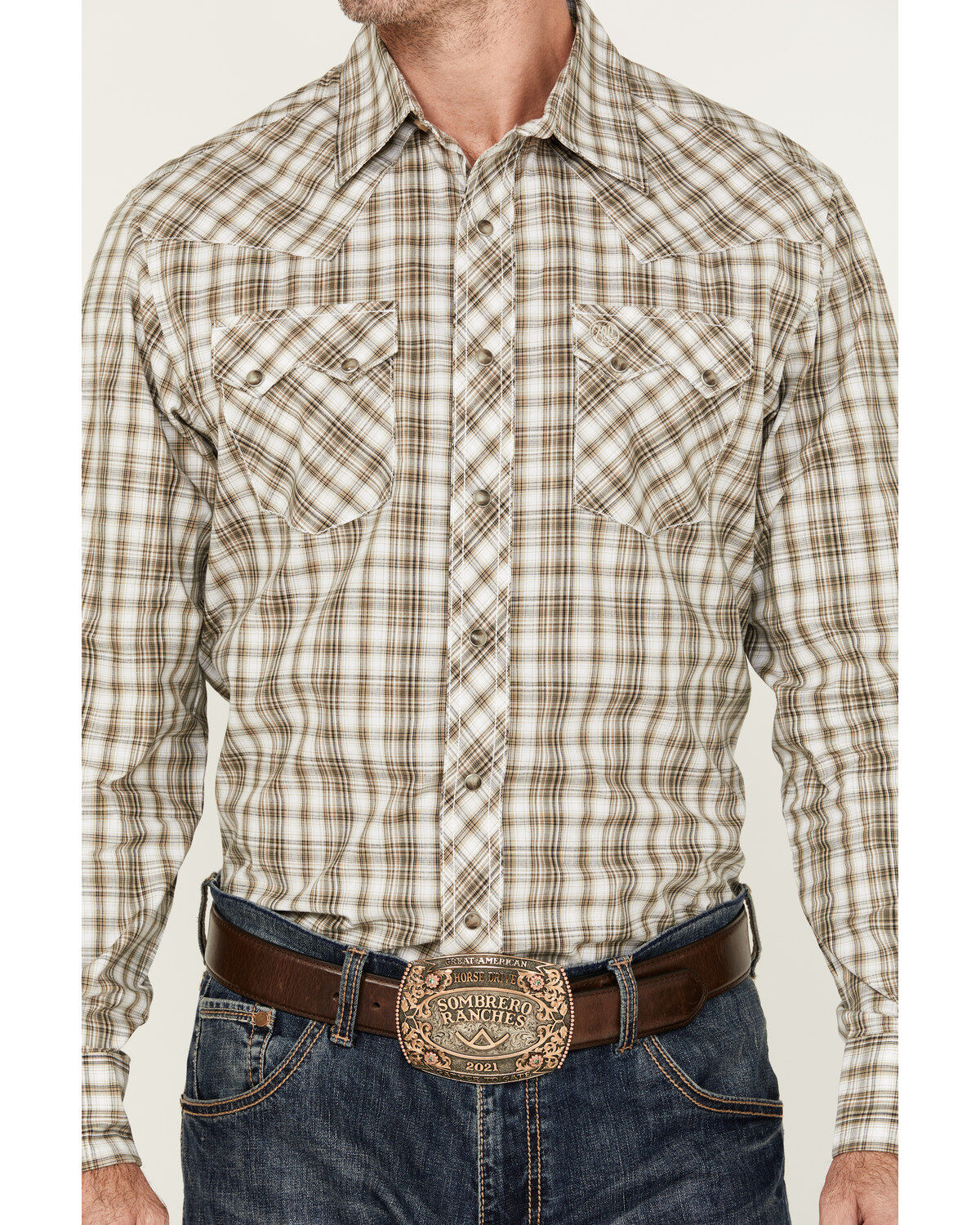 Wrangler Retro Men's Plaid Print Long Sleeve Snap Western Shirt