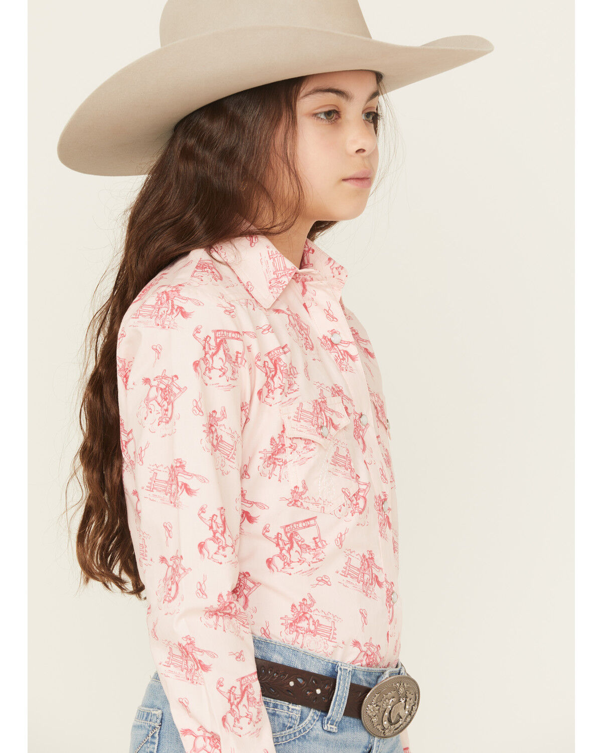 Panhandle Slim Girls' Conversation Print Long Sleeve Snap Western Shirt