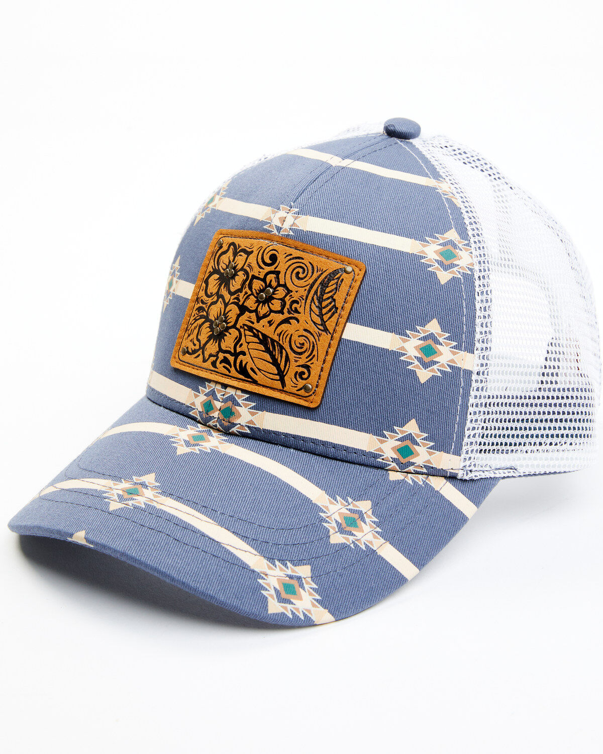 Shyanne Women's Leather Patch Pony Hole Mesh Ball Cap