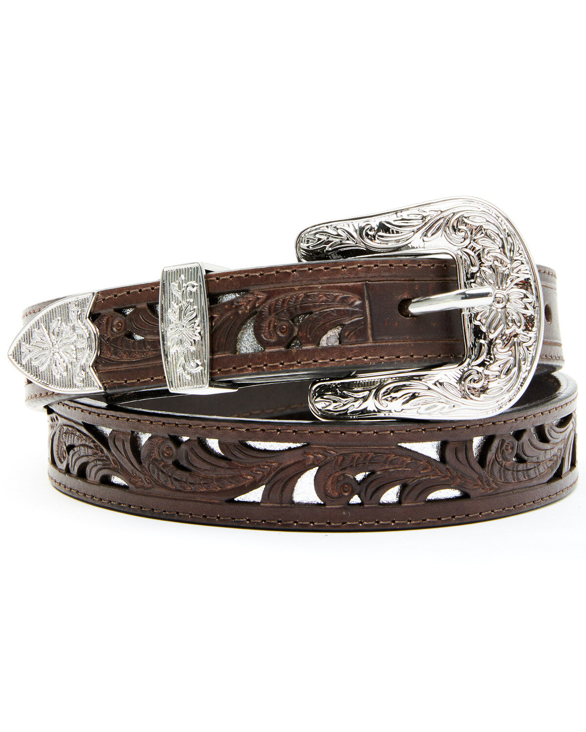 Shyanne Women's Skinny Silver Underlay Belt
