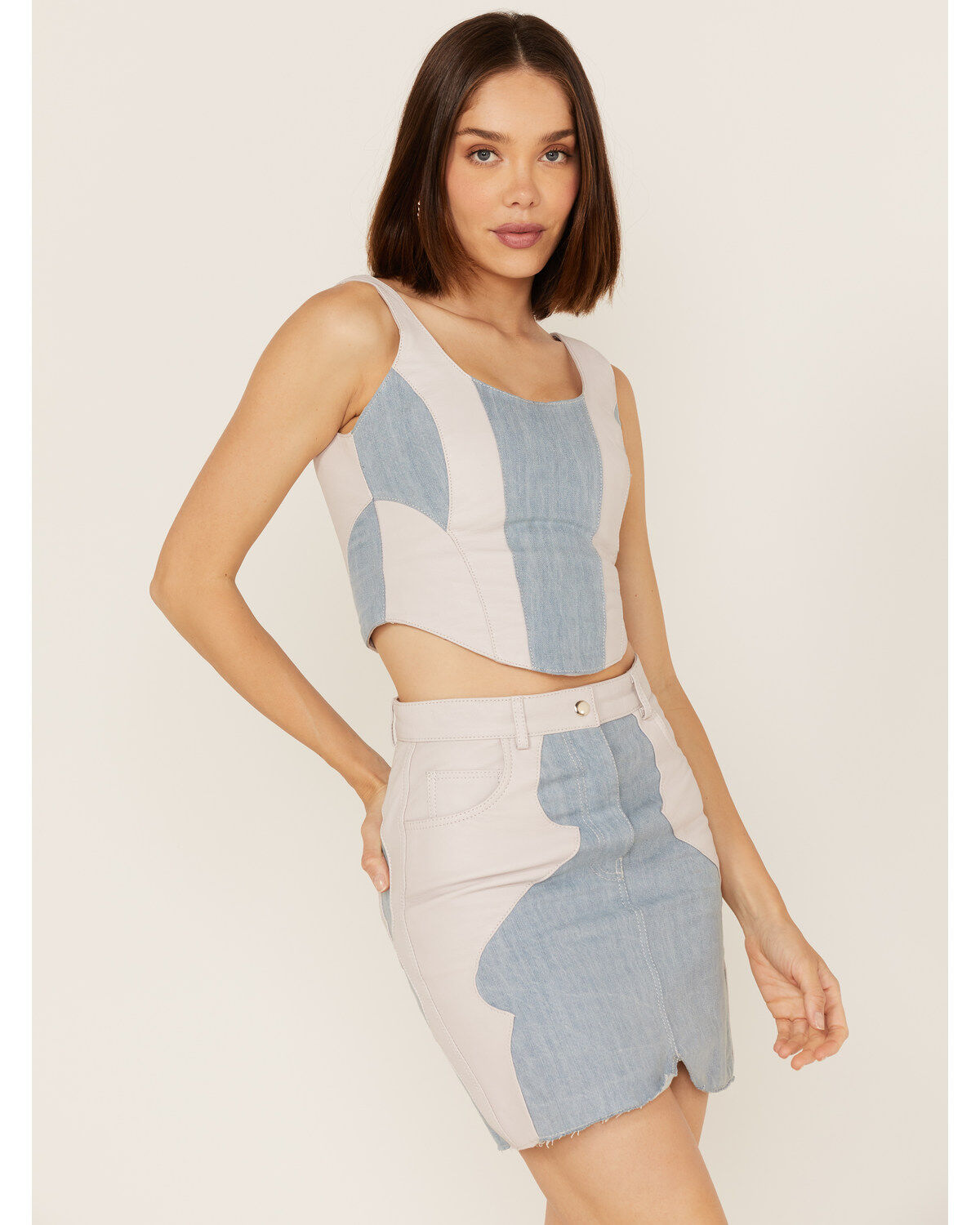Understated Leather Women's Lil Mamma Denim Leather Bustier Top