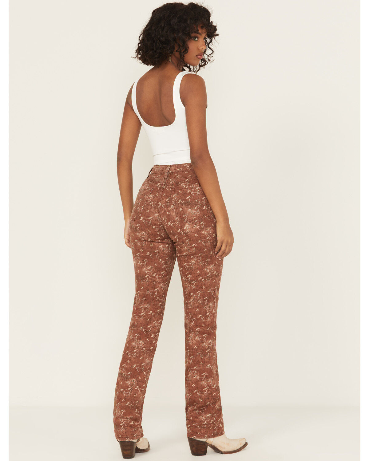 Rock & Roll Denim Women's Horse Print High Rise Bargain Bootcut Stretch Jeans