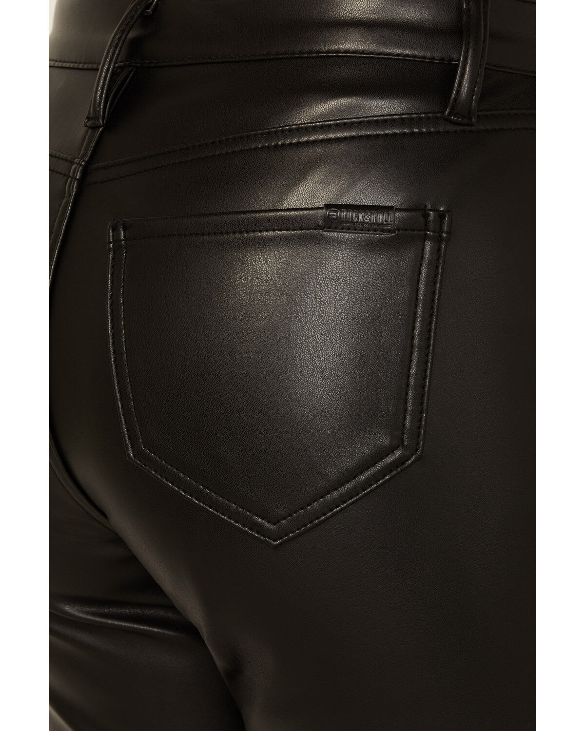 Rock & Roll Denim Women's High Rise Faux Leather Bargain Modest Bootcut Pants