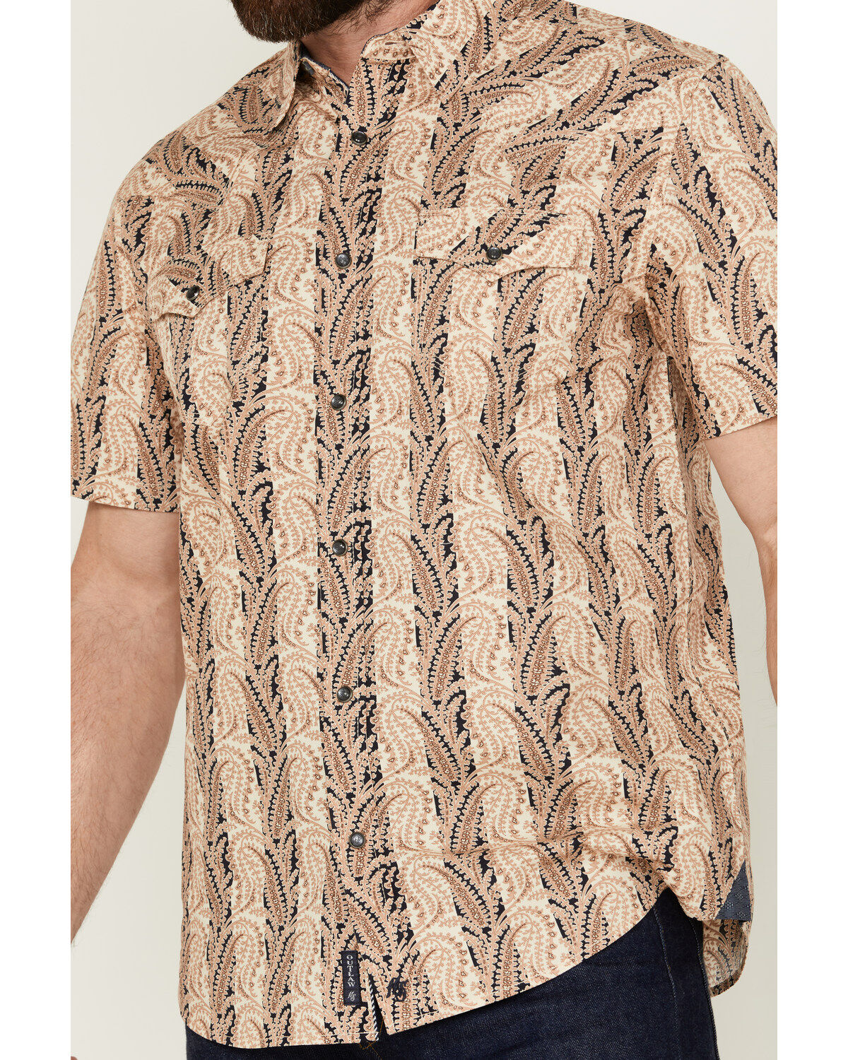 Moonshine Spirit Men's Victory Paisley Striped Short Sleeve Snap Western Shirt