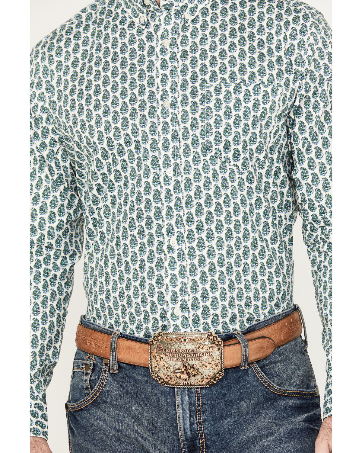 Cody James Men's Punker Paisley Print Long Sleeve Button-Down Western Shirt