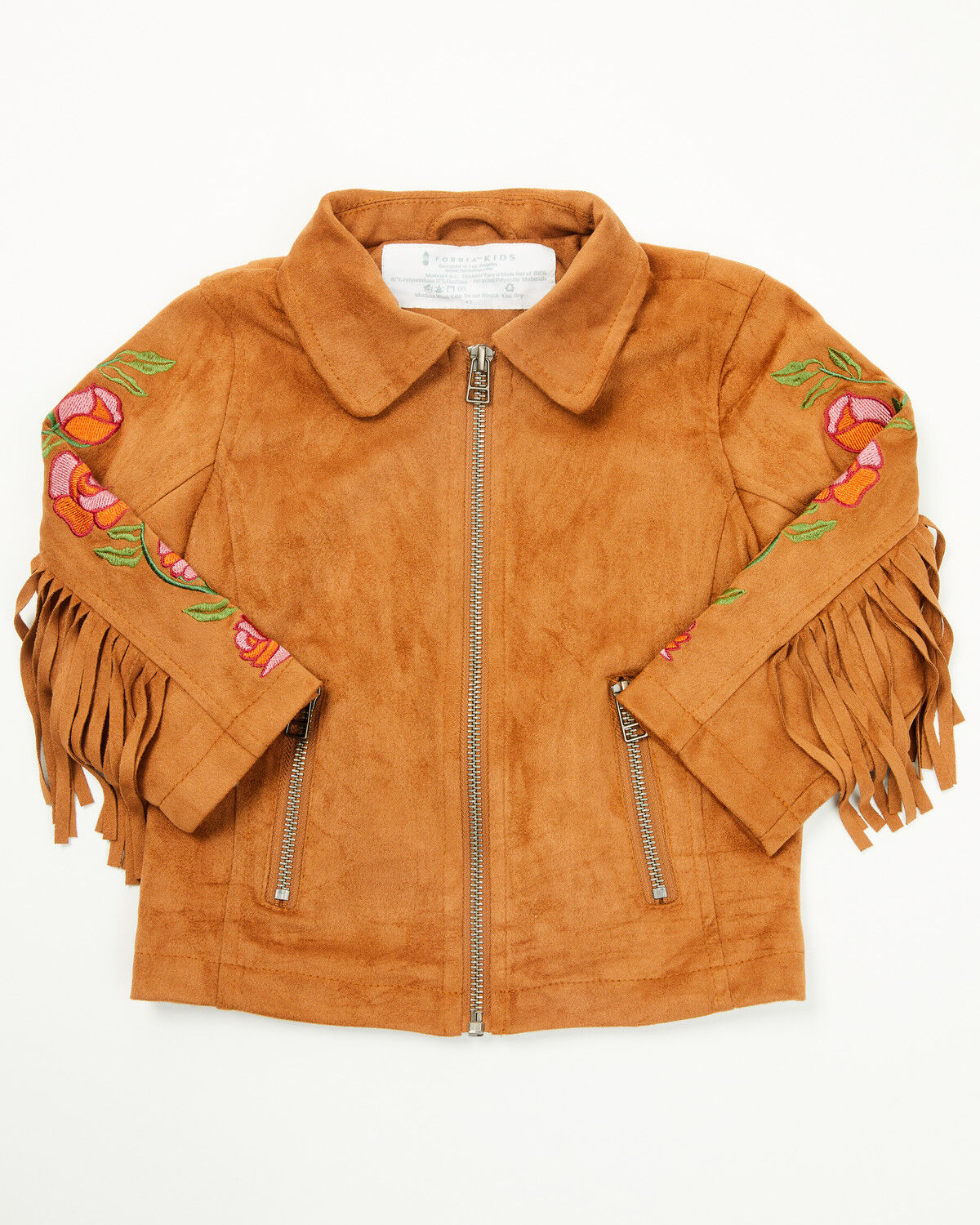 Fornia Toddler Girls' Floral Embroidered Fringe Jacket