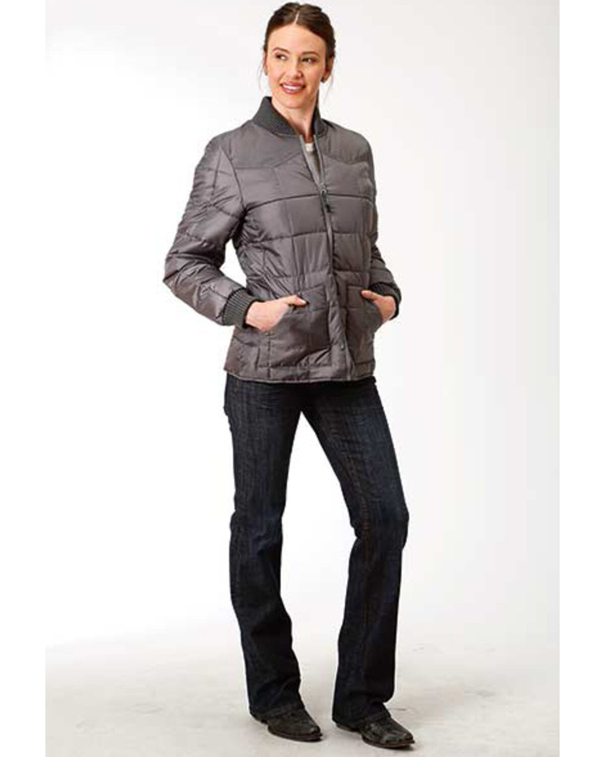 Roper Women's Gray Poly Quilted Jacket