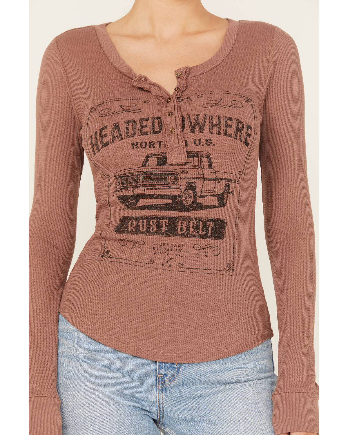 Cleo + Wolf Women's Rust Belt Long Sleeve Henley Shirt