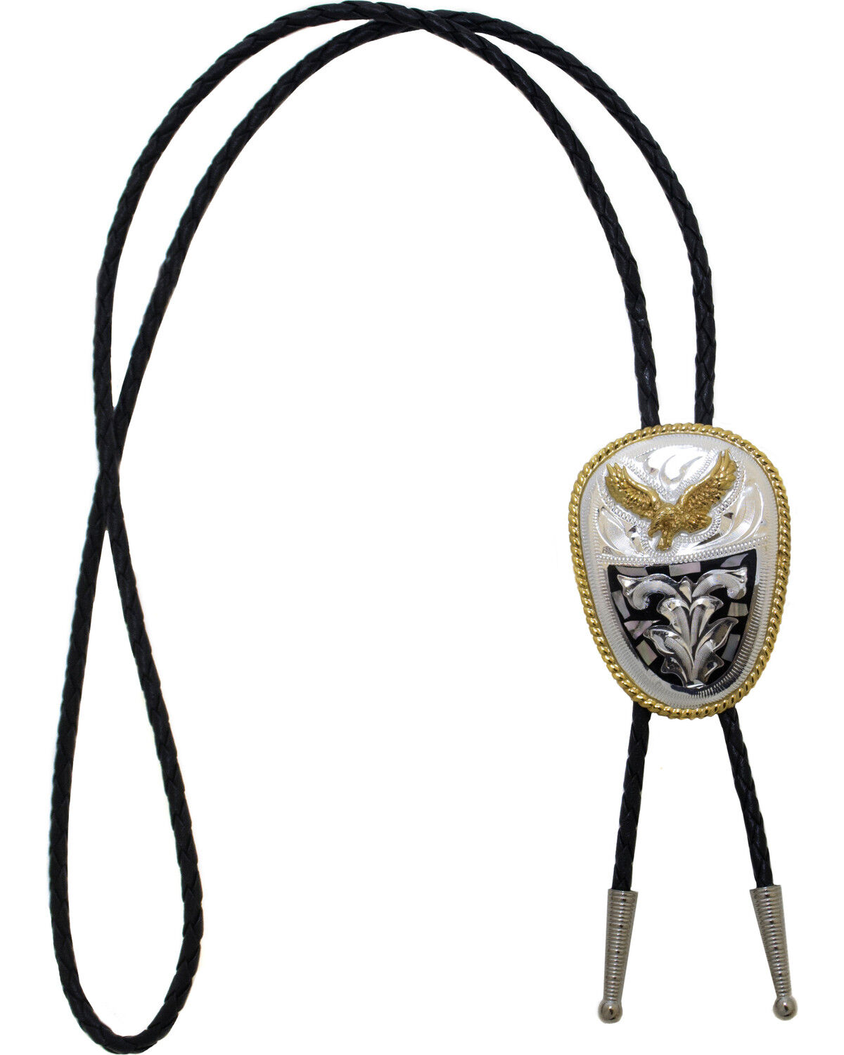 Western Express Men's German Silver Abalone Eagle Bolo Tie