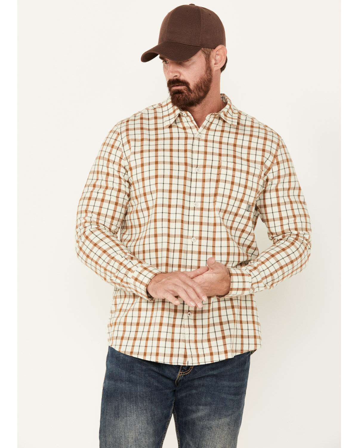 Brothers and Sons Men's Archer Plaid Print Long Sleeve Button Down Shirt
