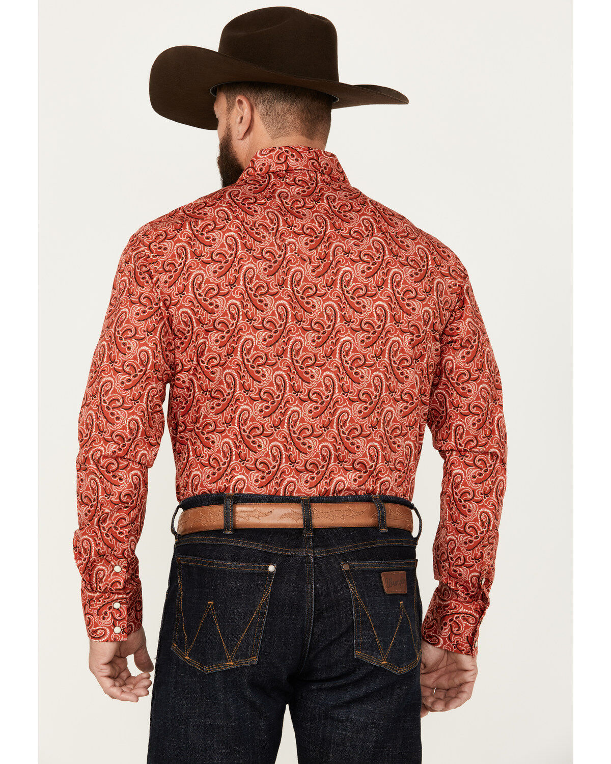 Rock & Roll Denim Men's Paisley Print Long Sleeve Snap Stretch Western Shirt